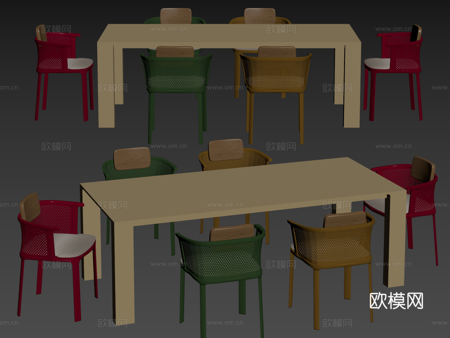 现代包豪斯桌椅 活动桌椅 长桌 休闲桌椅su模型