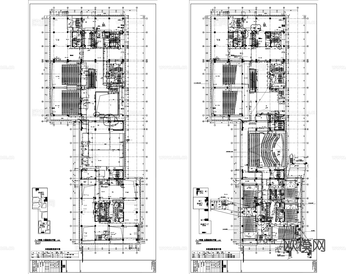 大型办公建筑给排水消防给排水施工图卫生间给排水大样图cad施工图