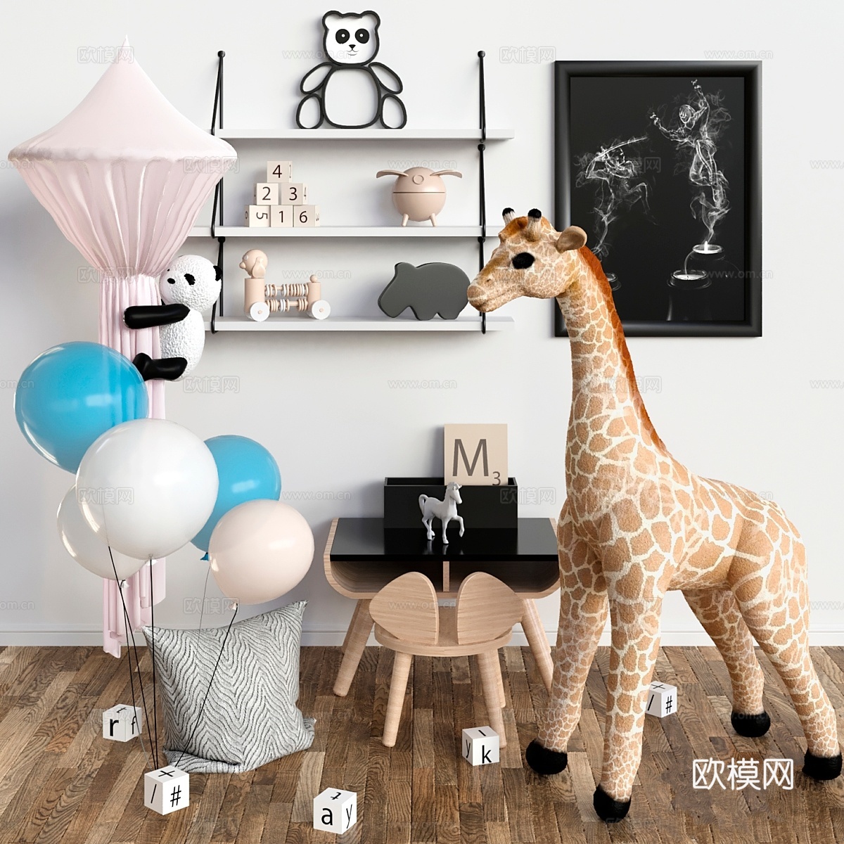 儿童房玩具与家具套装53d模型下载