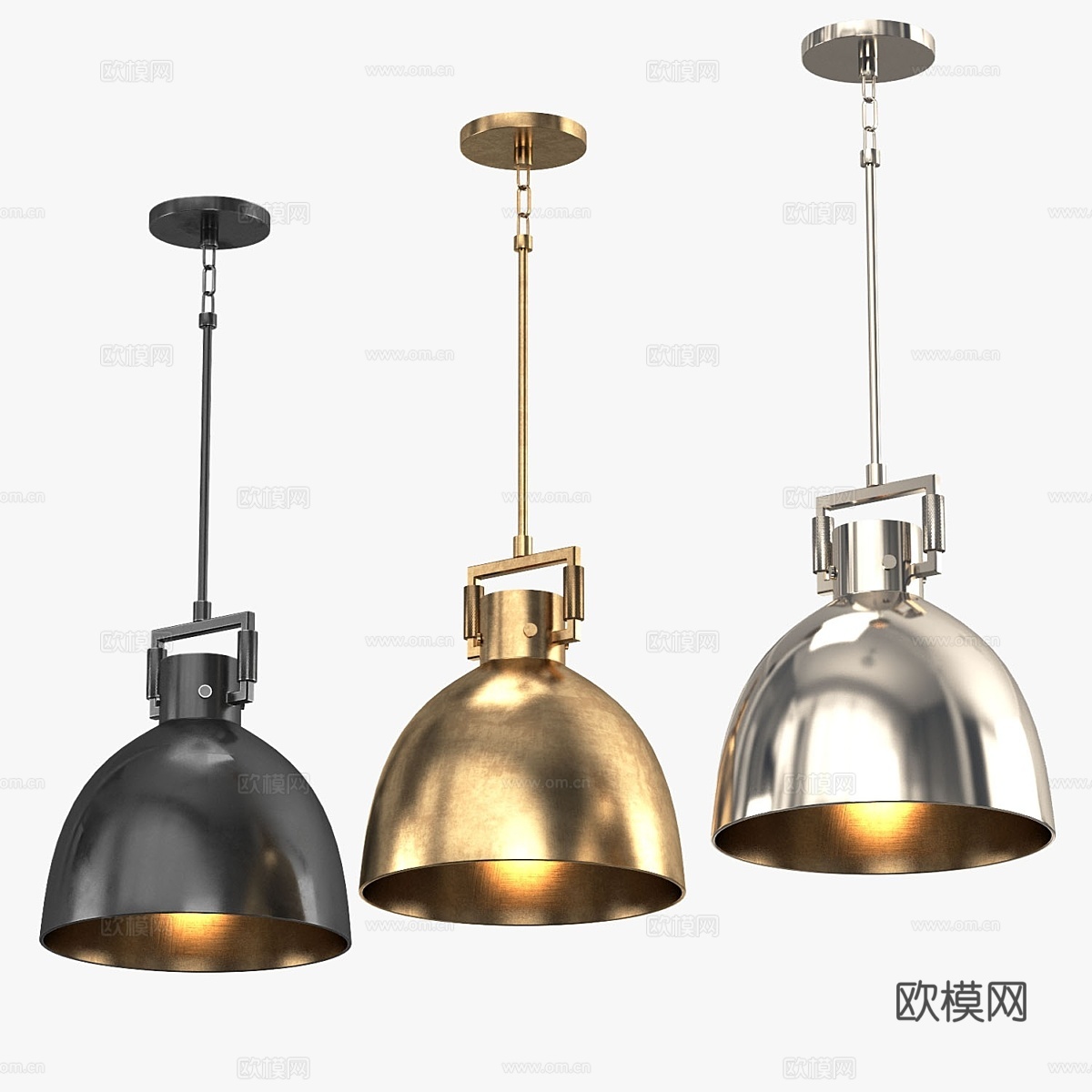 机械师金属钟罩吊灯3d模型下载