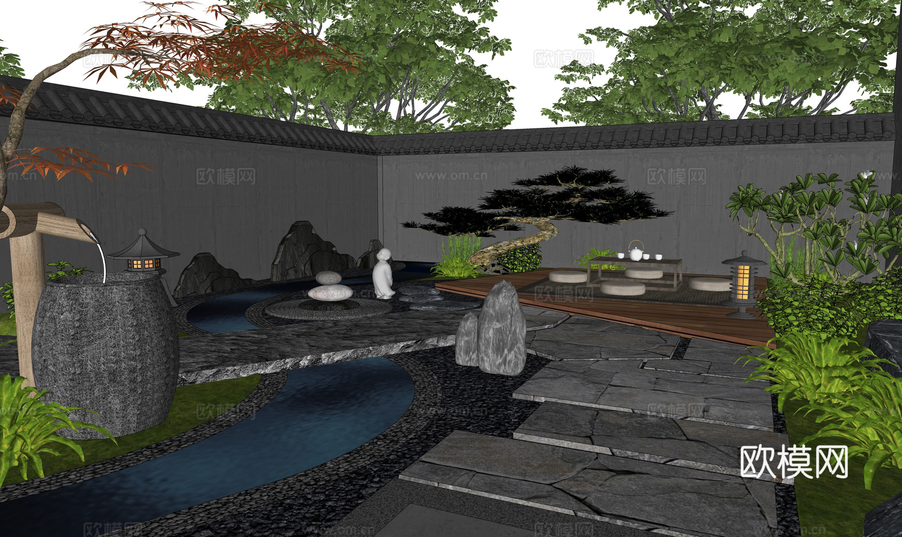 水景 庭院灯 造景 屋顶花园 门 草坪灯 室内景观 室内造景su模型