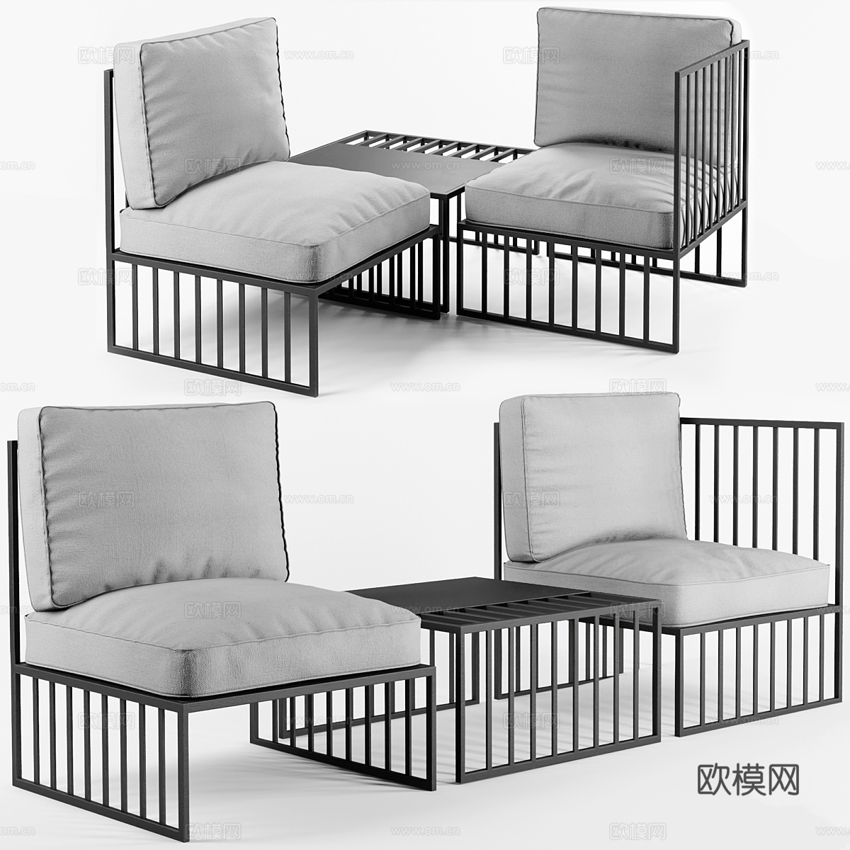 Emiyo扶手椅与Emiyo茶几3d模型下载