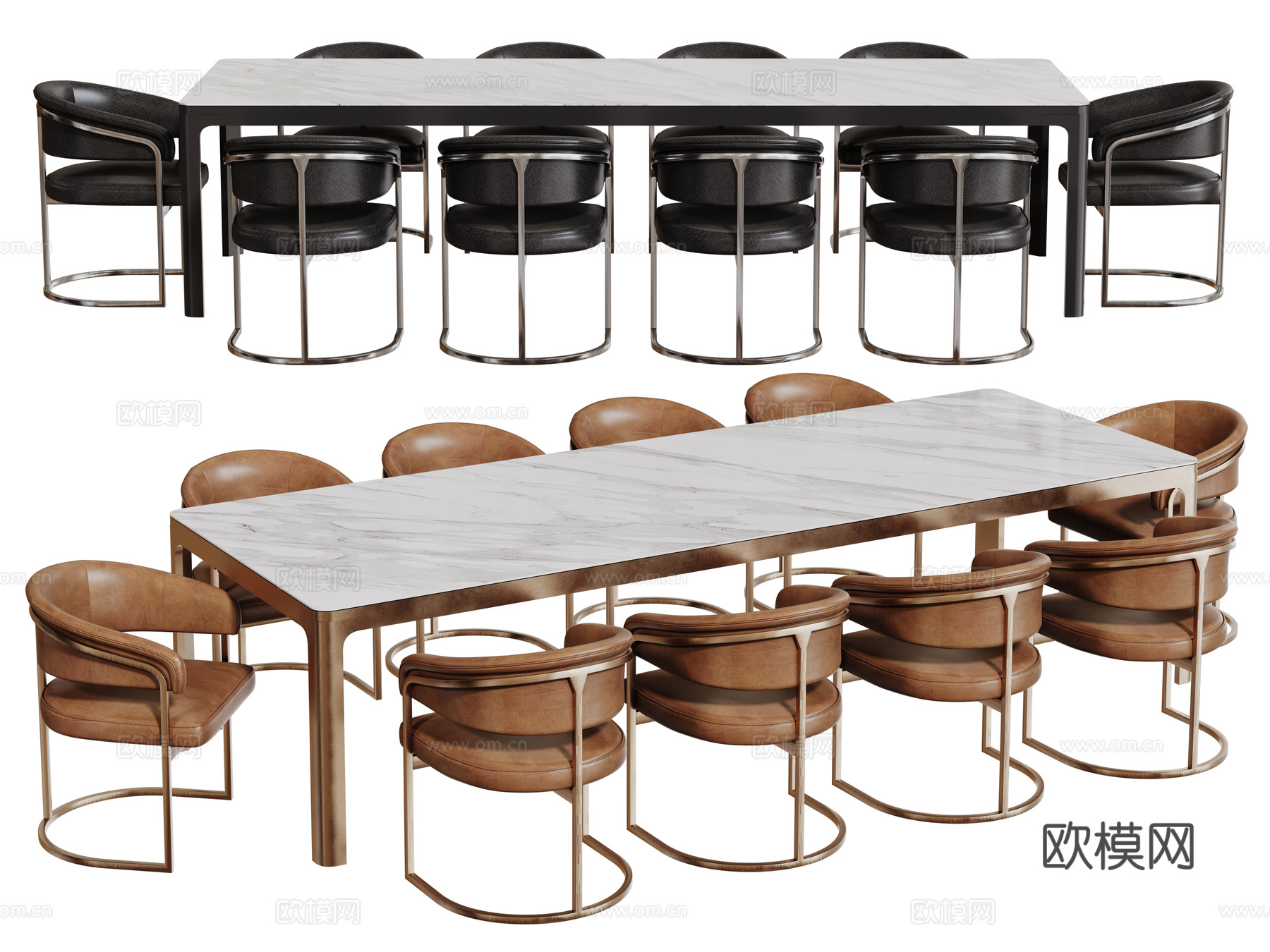 现代桌椅组合 餐桌组合 大理石餐桌 长桌 休闲桌椅su模型