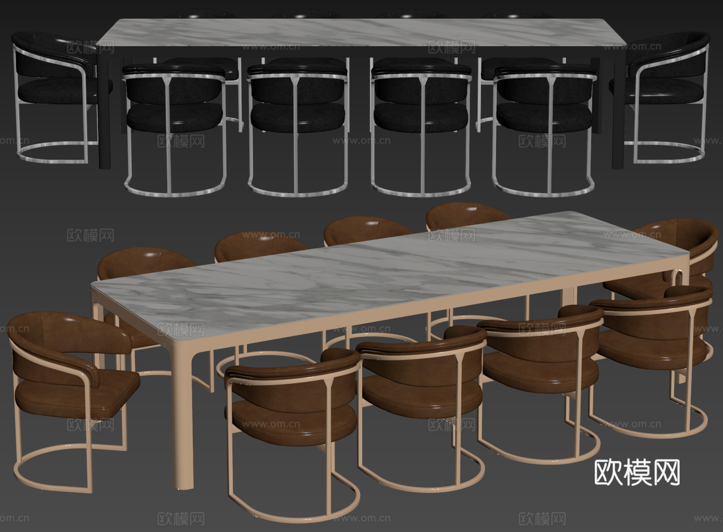 现代桌椅组合 餐桌组合 大理石餐桌 长桌 休闲桌椅su模型