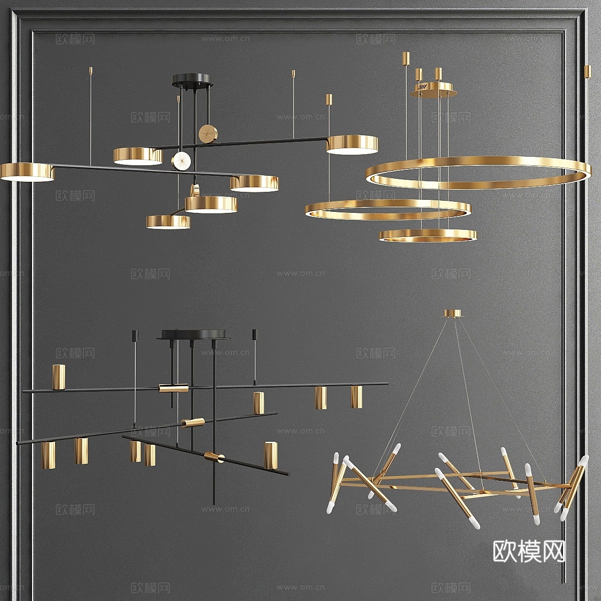 极简吊灯系列3d模型下载