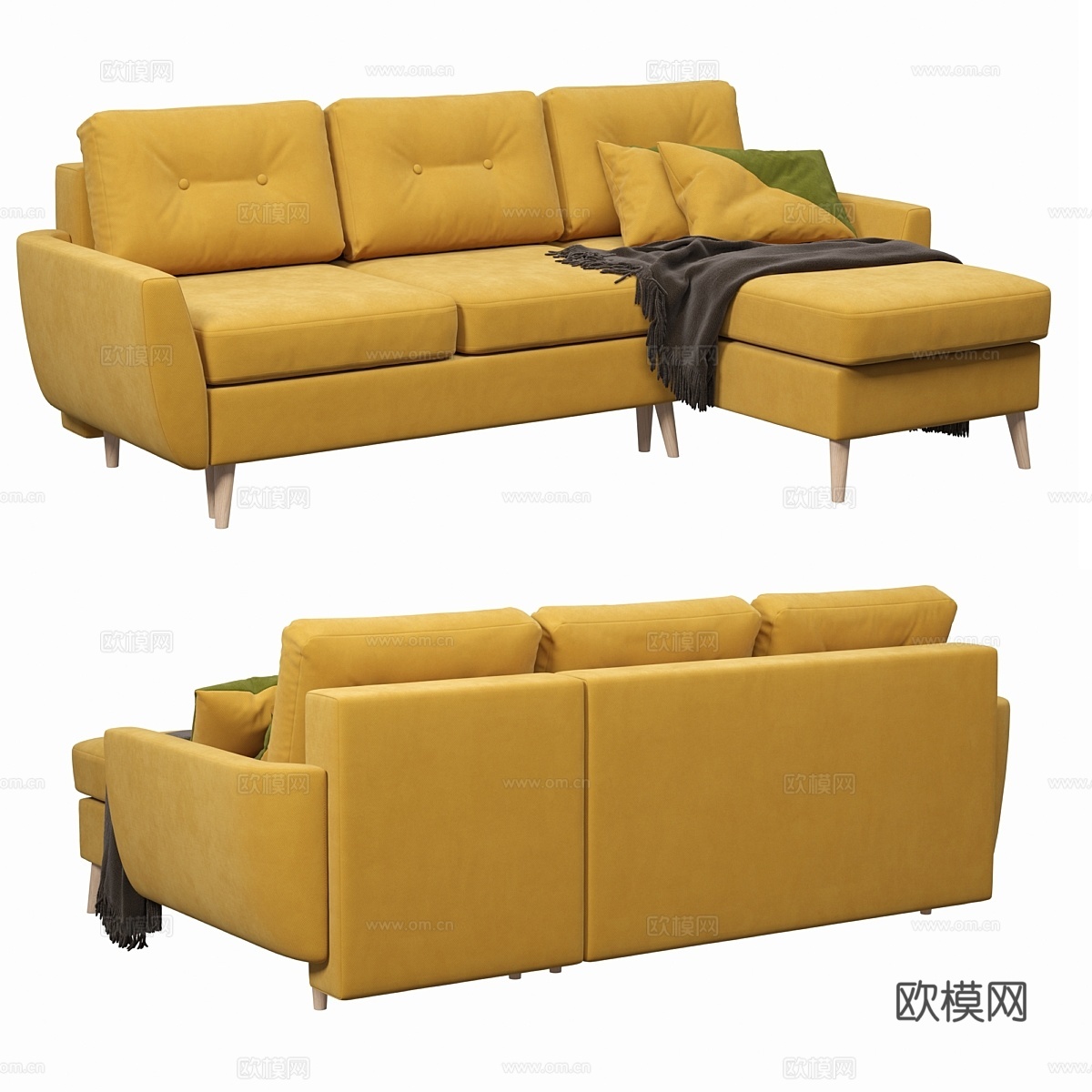 棱角诺福克沙发3d模型下载