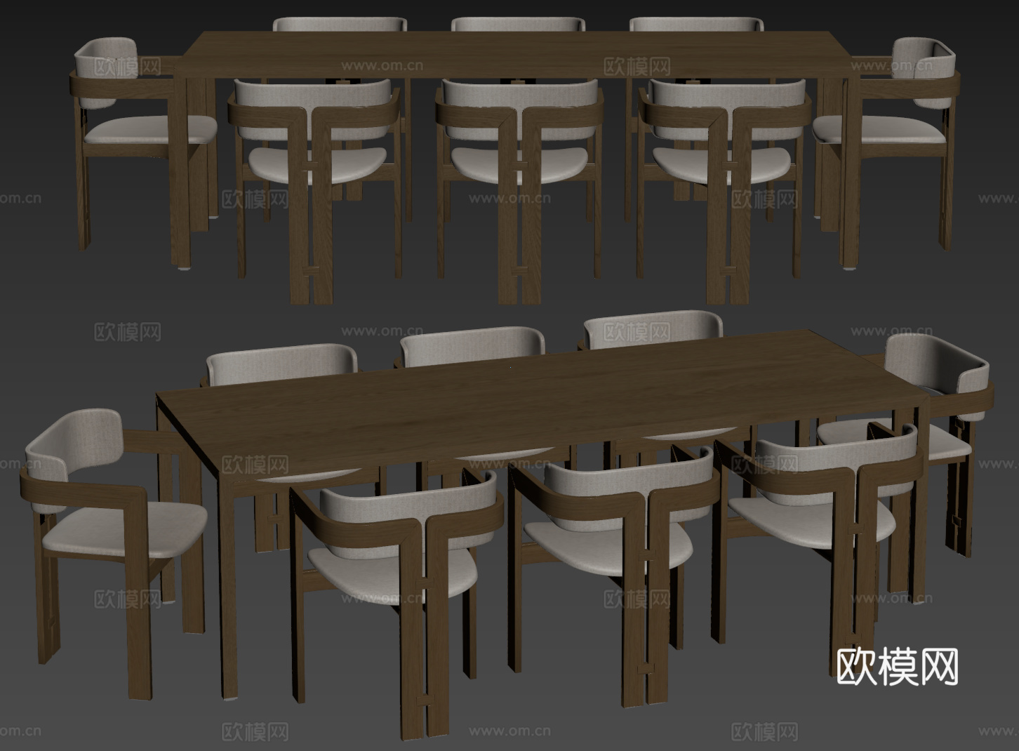 中古桌椅组合 餐桌组合 餐桌 长桌 休闲桌椅su模型