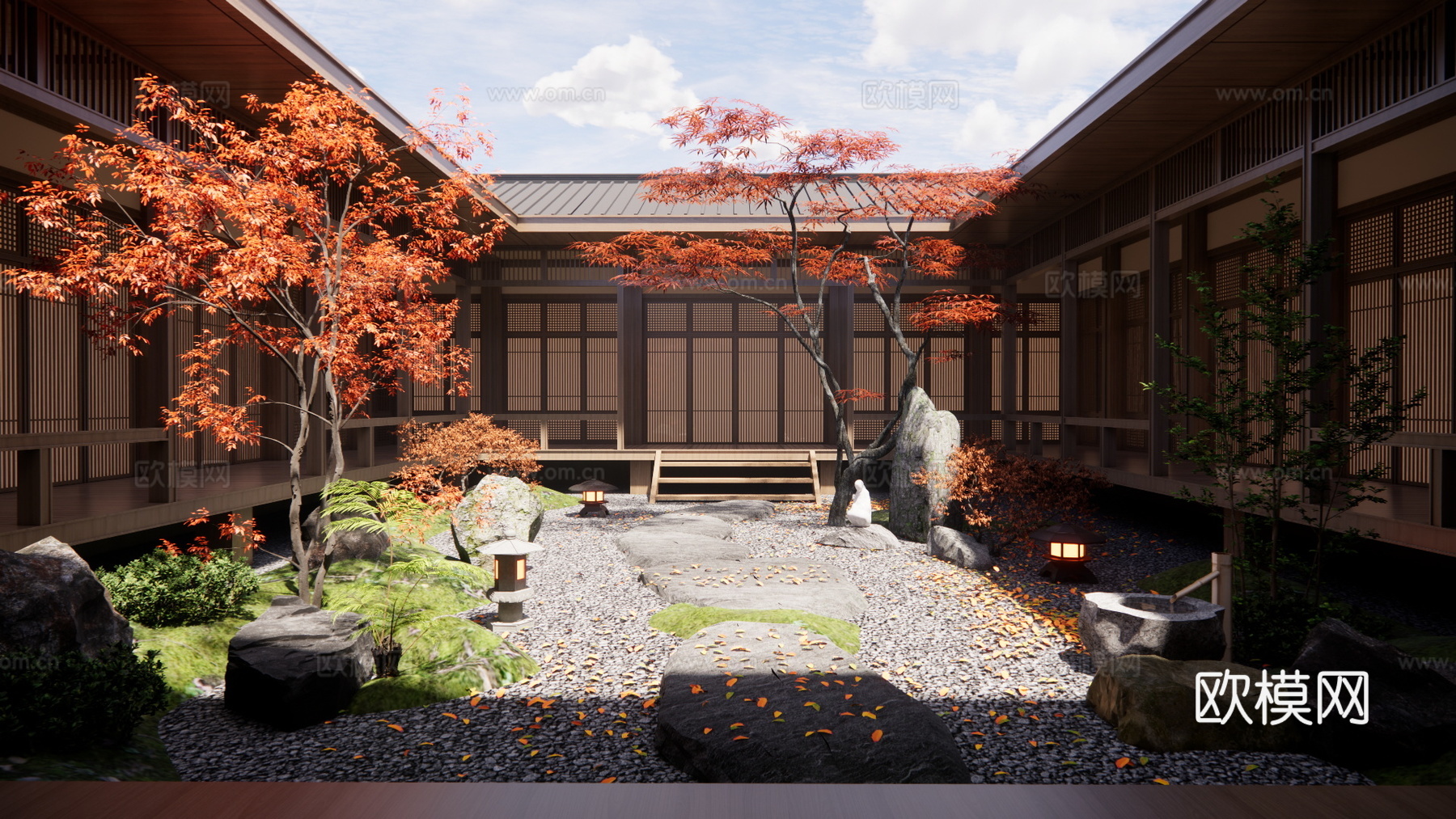 微景观 室内景观 水景 水池 景观 阳光房 屋顶花园 露台su模型