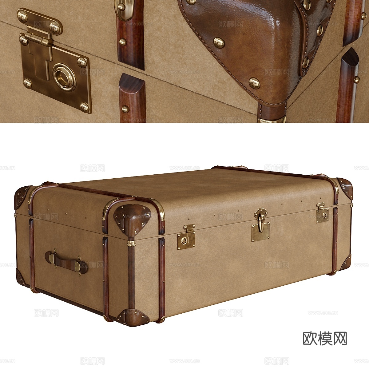 RH棕色大型行李箱 - Richards Trunk大型咖啡3d模型下载