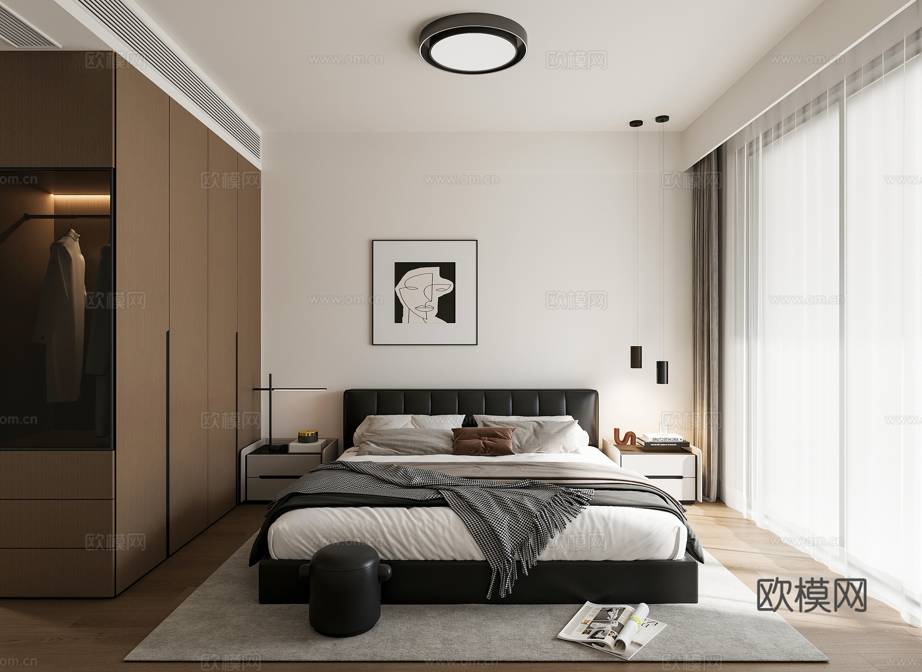 意式家居卧室su模型