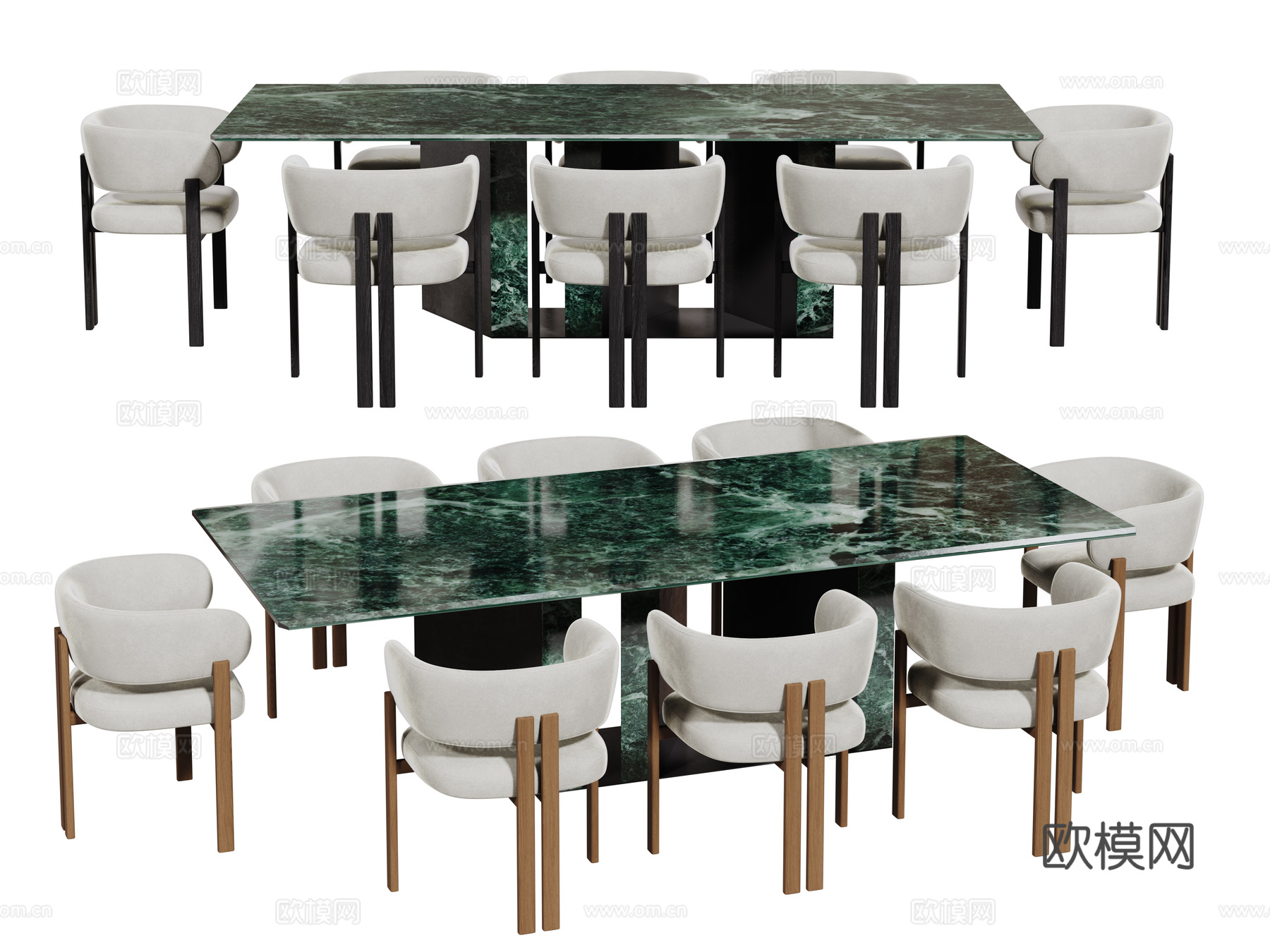 现代桌椅组合 餐桌组合 大理石餐桌 长桌 休闲桌椅su模型
