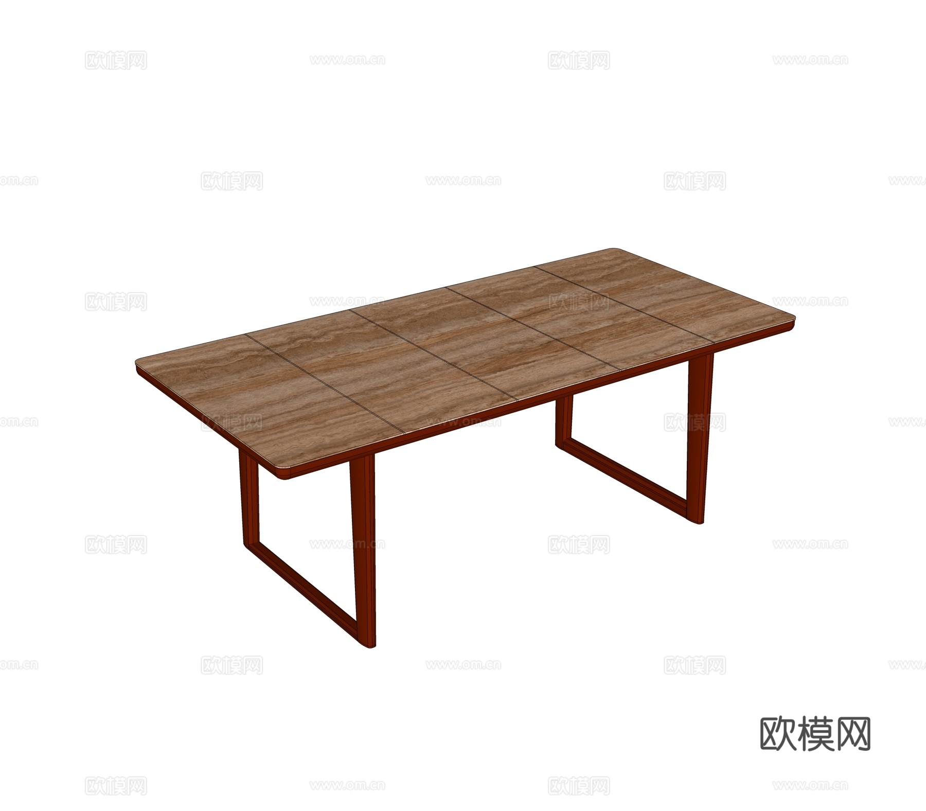 现代餐桌 岩板 大理石 洞石桌 长桌 八人桌su模型