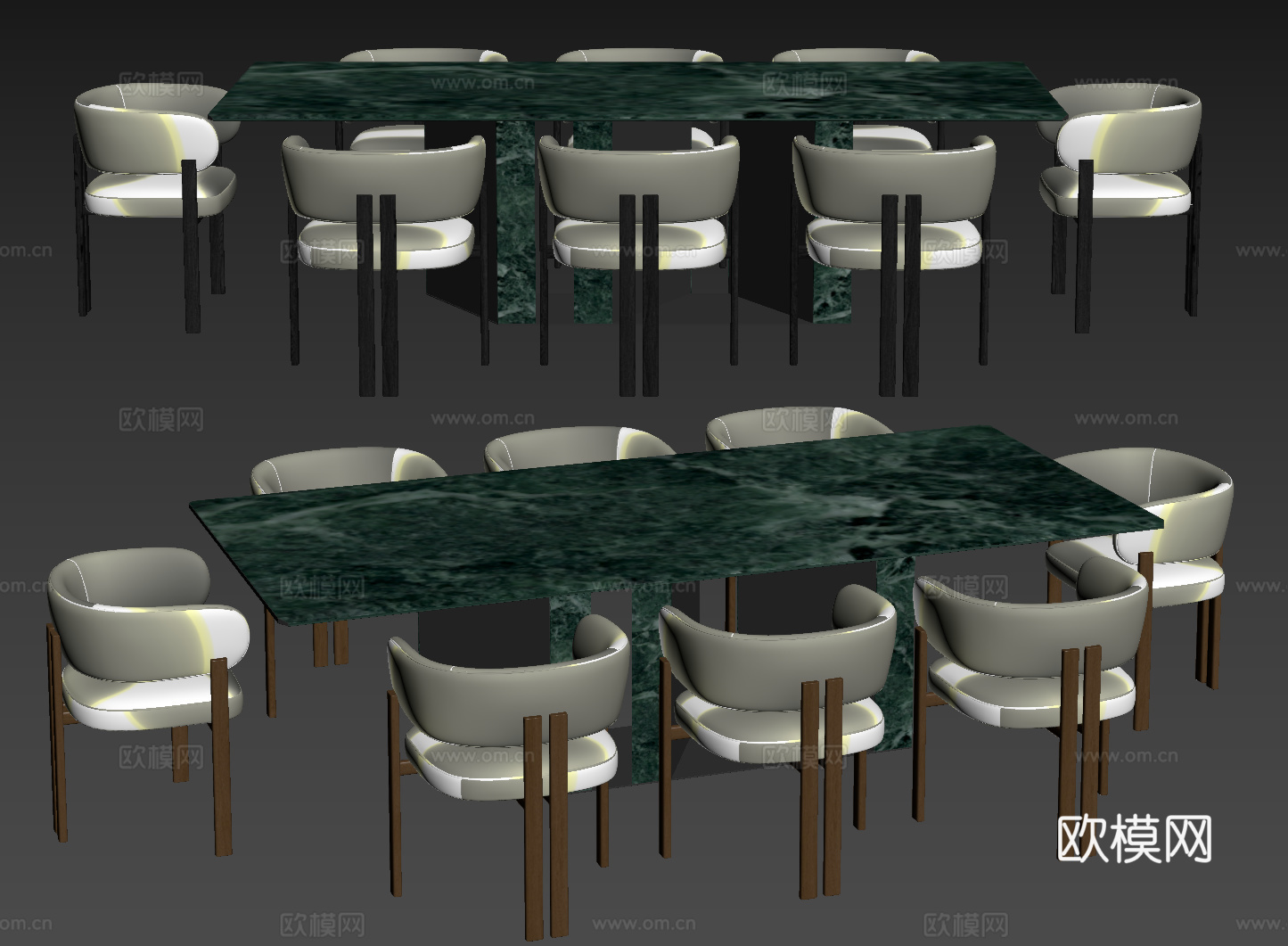 现代桌椅组合 餐桌组合 大理石餐桌 长桌 休闲桌椅su模型