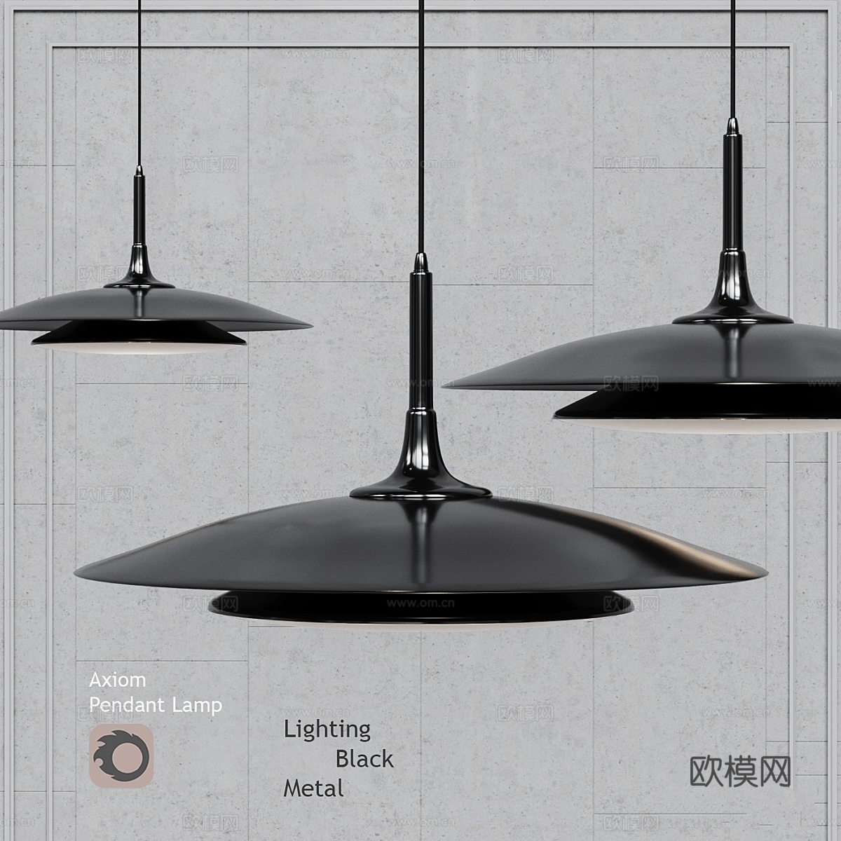 Robert Abbey设计的Axiom Pendant黑色3d模型下载