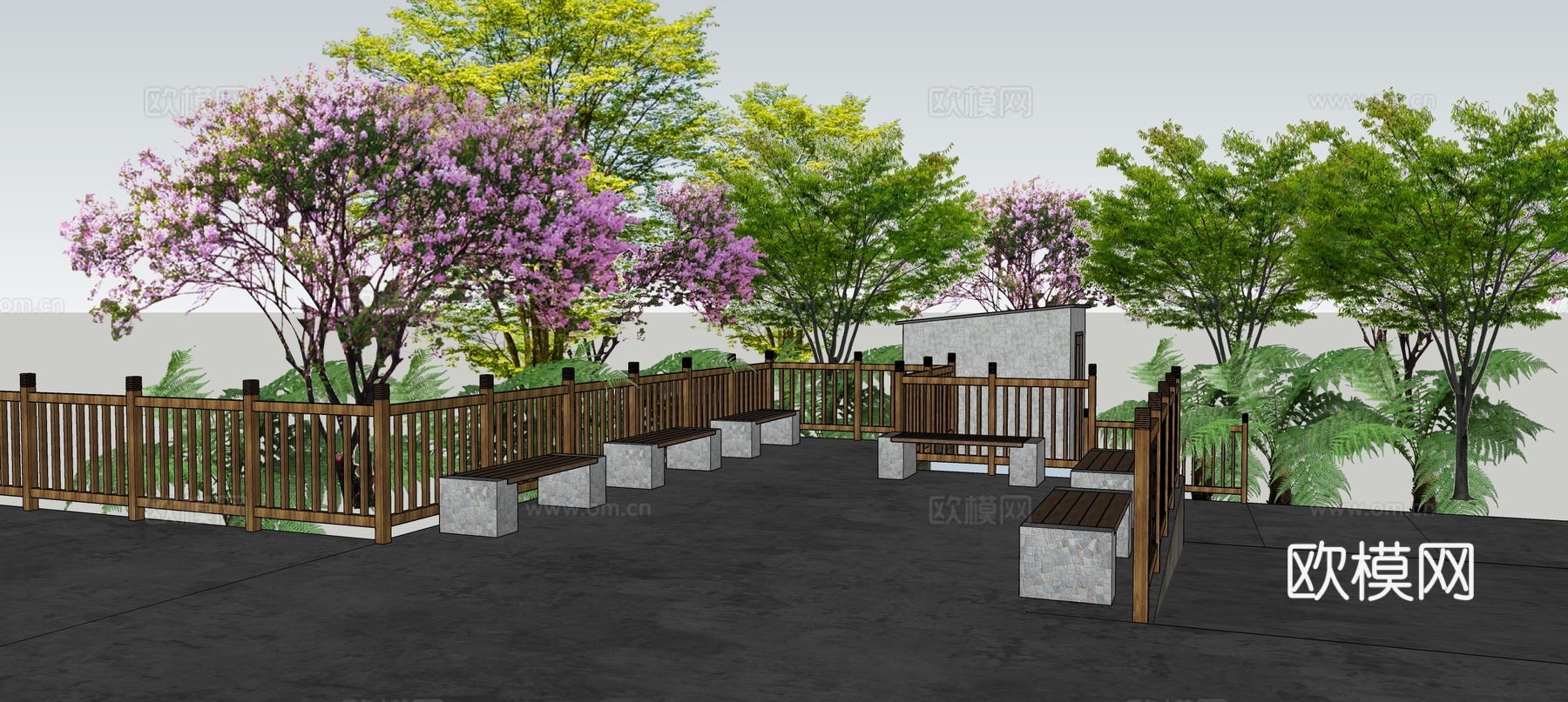 乡村休闲平台su模型