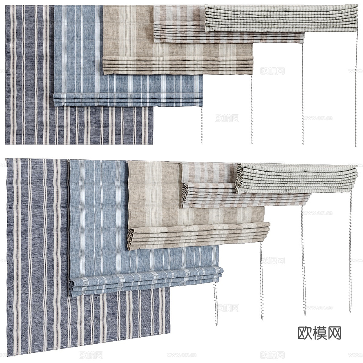 条纹罗马帘3d模型