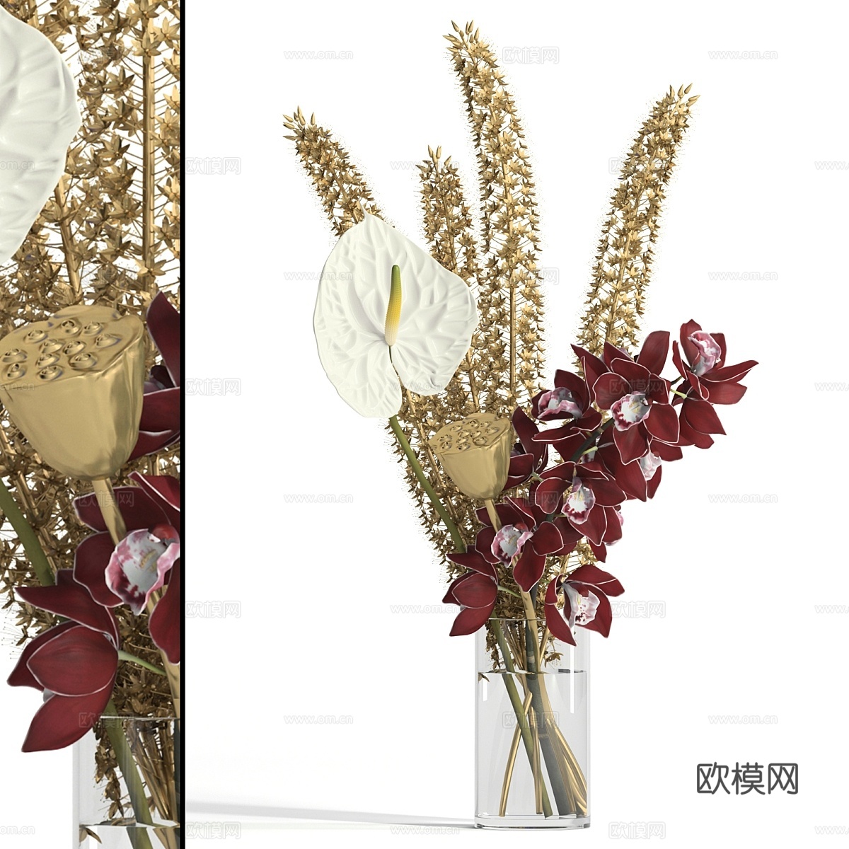 青铜花束3d模型下载