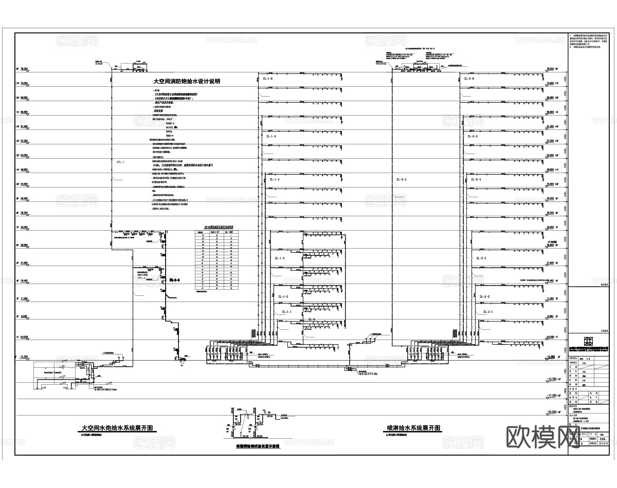 大型办公建筑给排水消防给排水施工图卫生间给排水大样图cad施工图