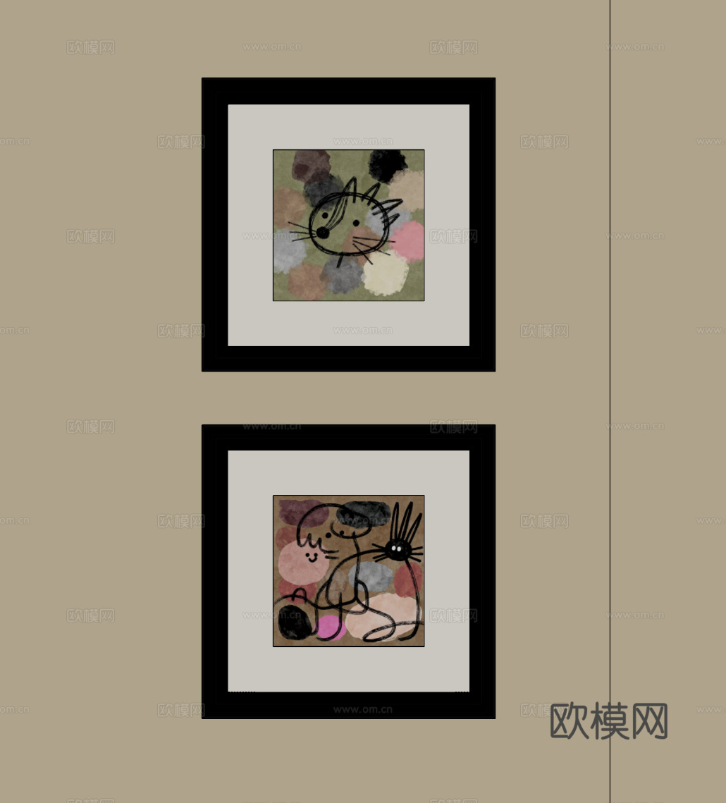 中古风装饰画su模型