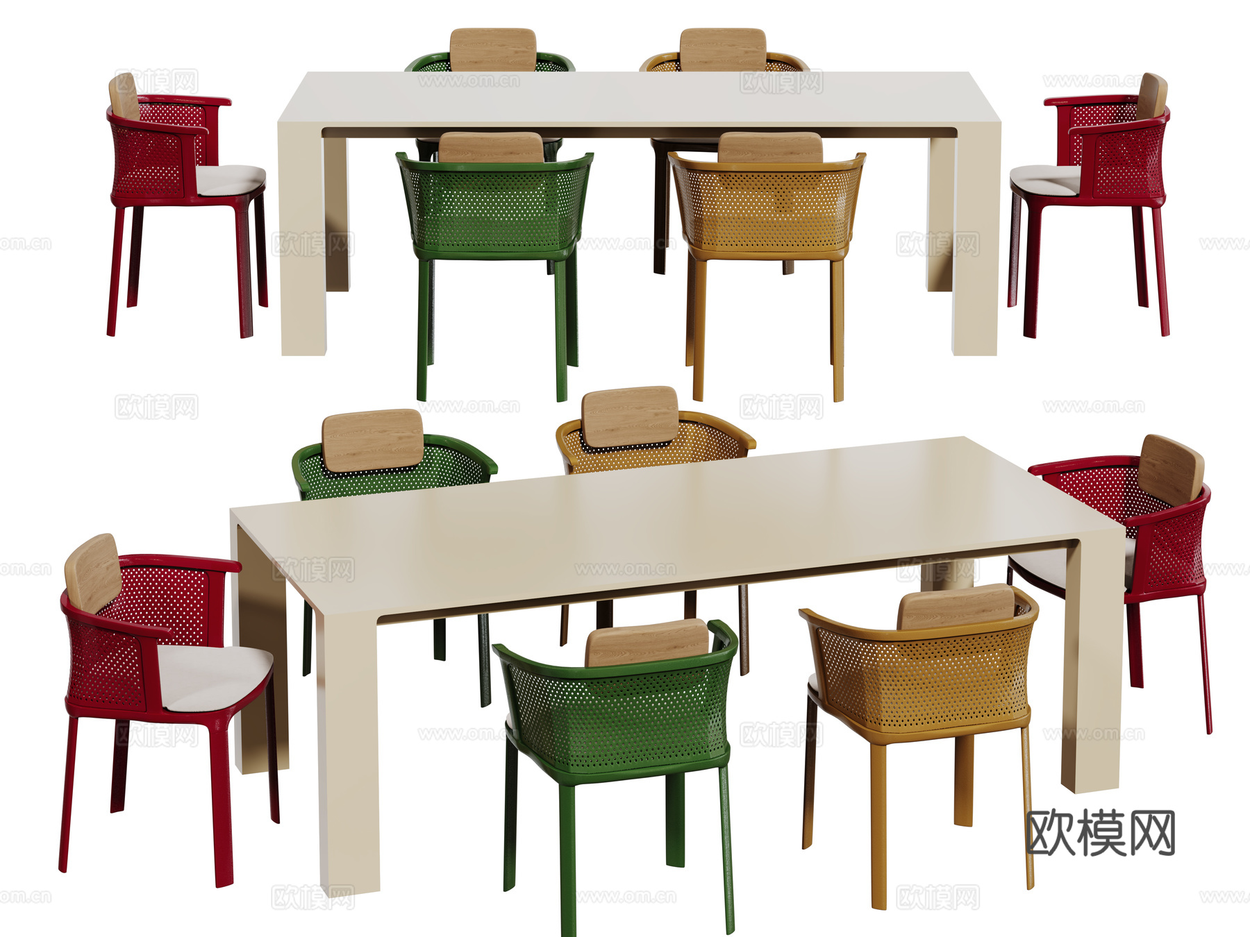 现代包豪斯桌椅 活动桌椅 长桌 休闲桌椅su模型