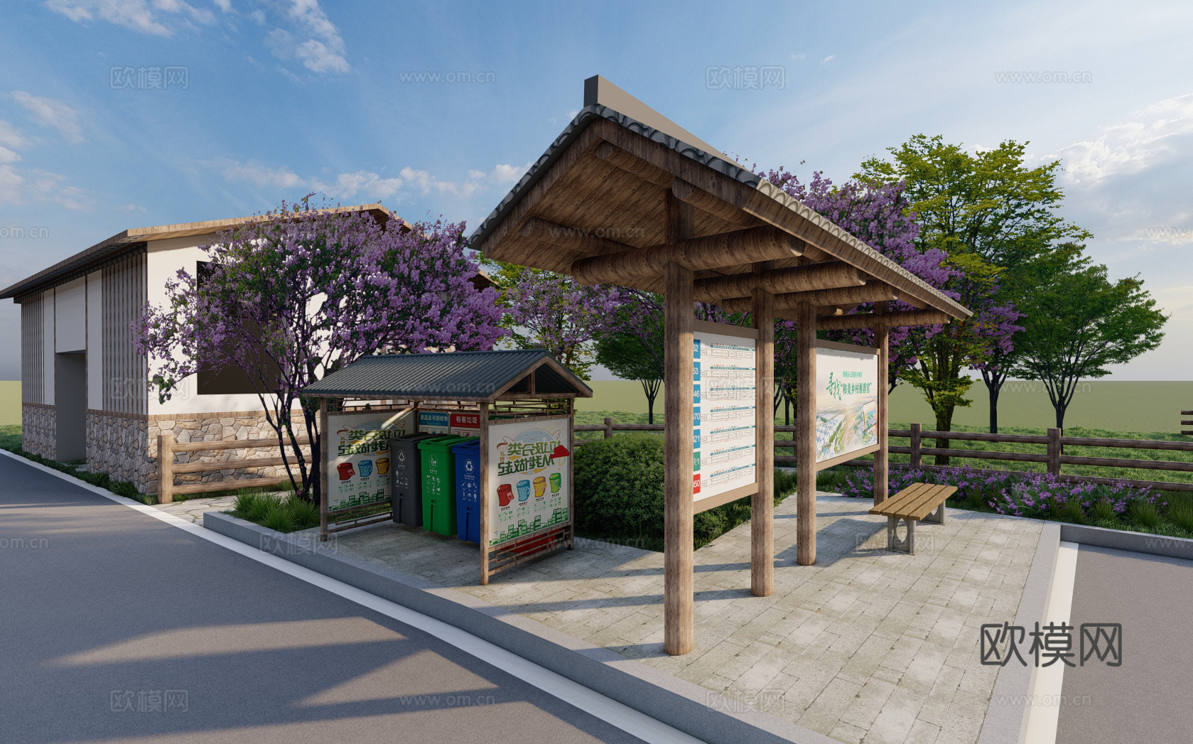 乡村公交站su模型