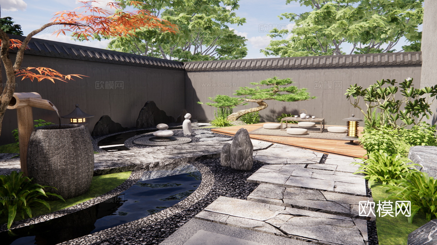 水景 庭院灯 造景 屋顶花园 门 草坪灯 室内景观 室内造景su模型