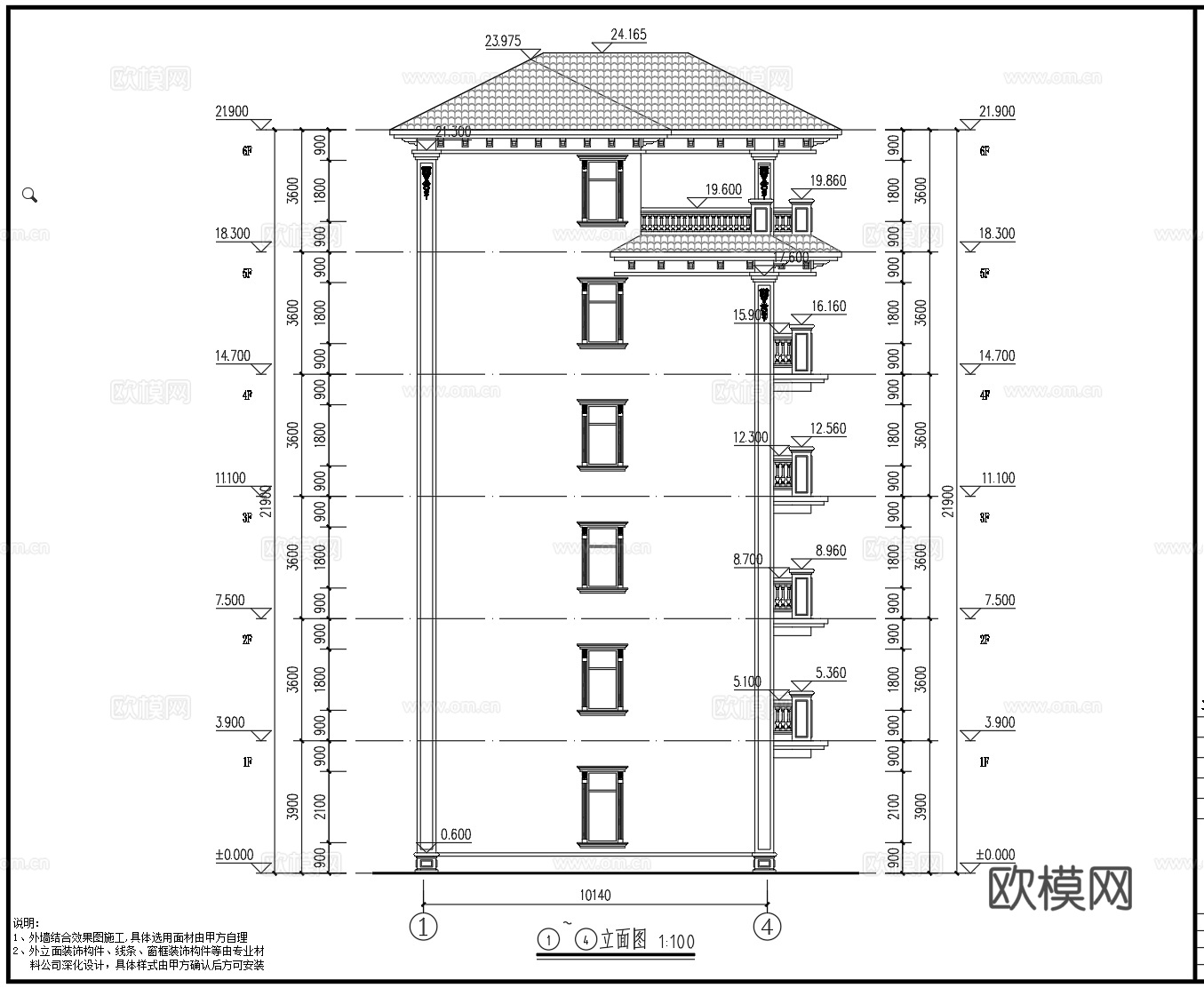 欧式别墅cad图纸cad施工图