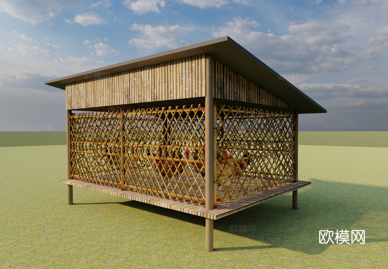 竹编鸡圈su模型