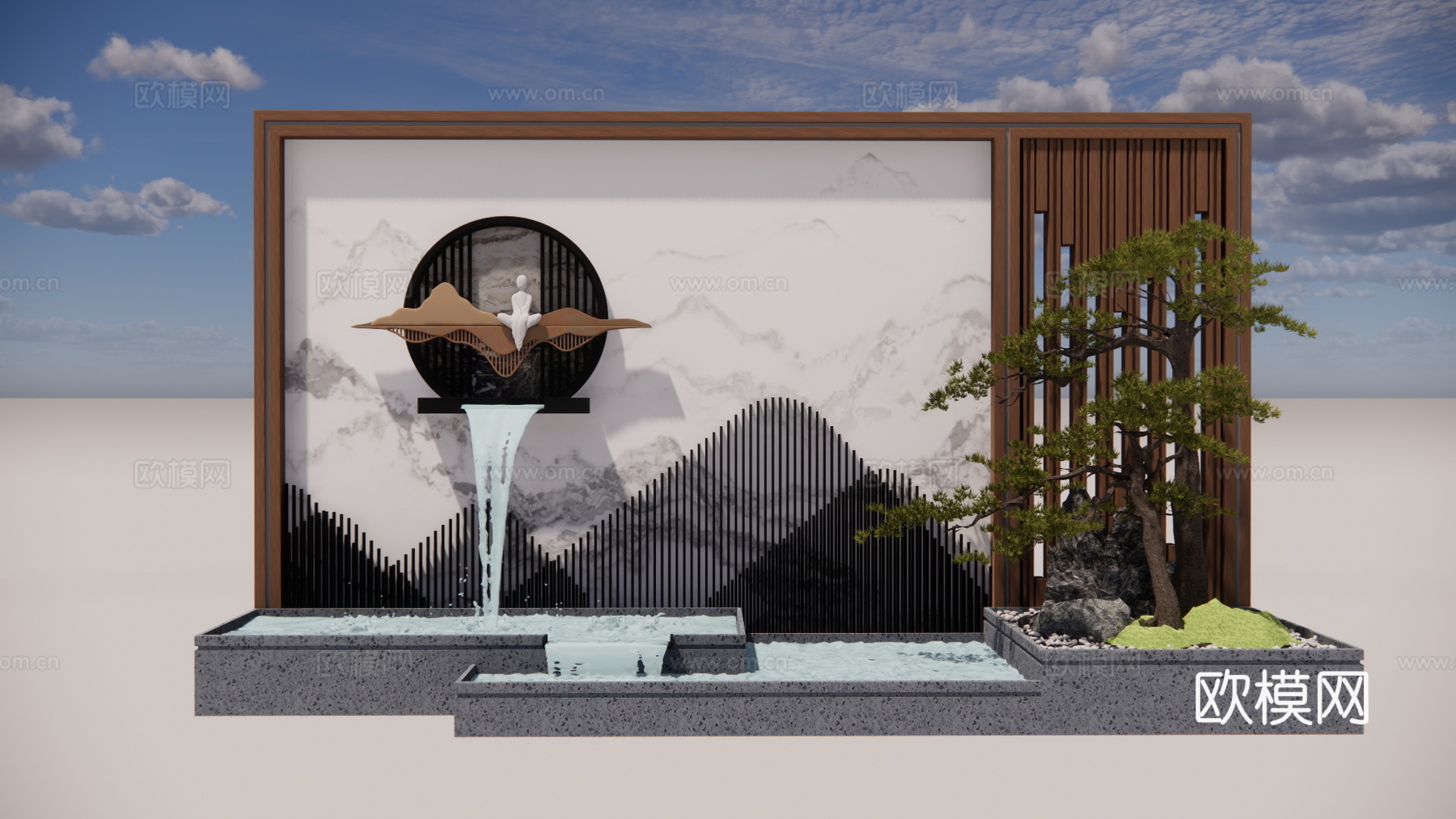 微景观 室内景观 水景 水池 景观 阳光房 屋顶花园 露台su模型