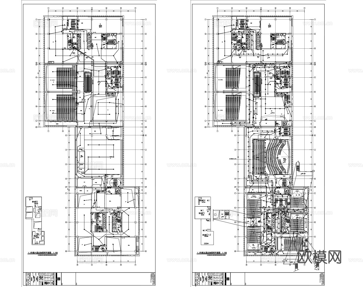 大型写字楼建筑电气照明应急照明消防电气系统图cad施工图下载（渲染图6）