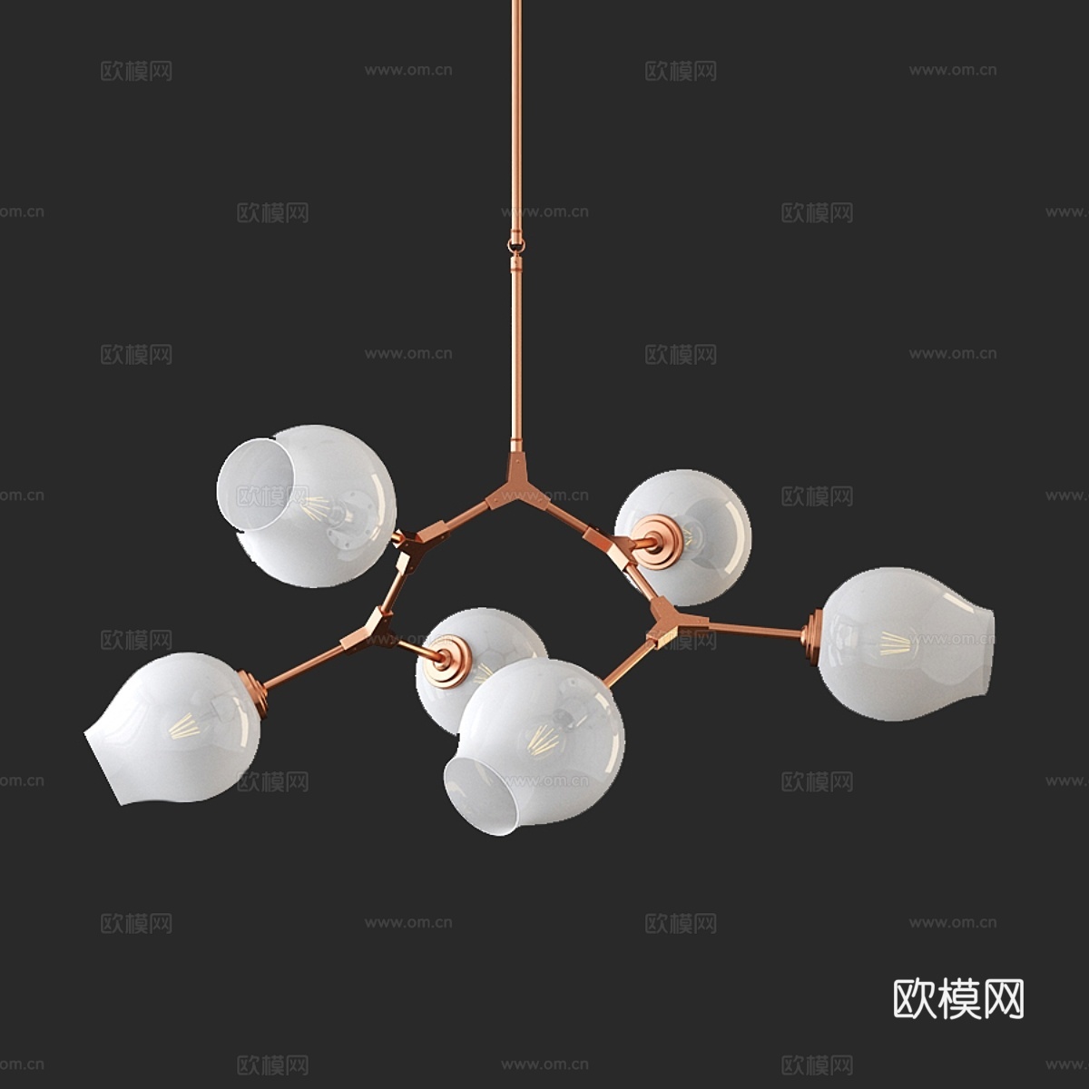 枝形吊灯 分支泡泡吊灯 6 牛奶3d模型下载