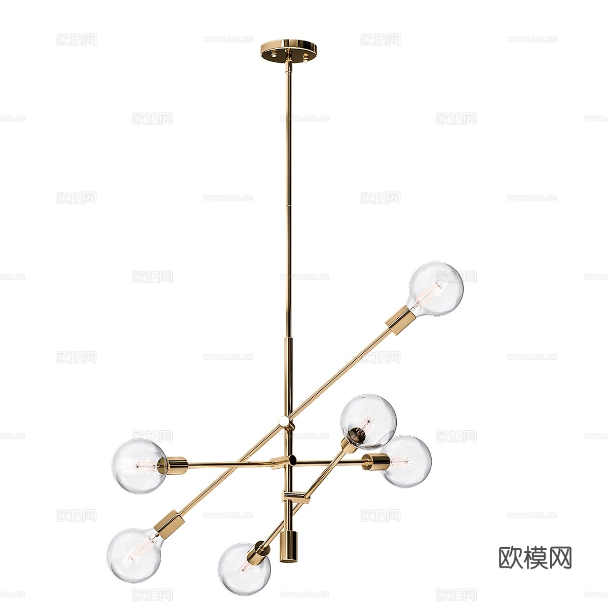 中世纪现代黄铜吊灯簇3d模型下载