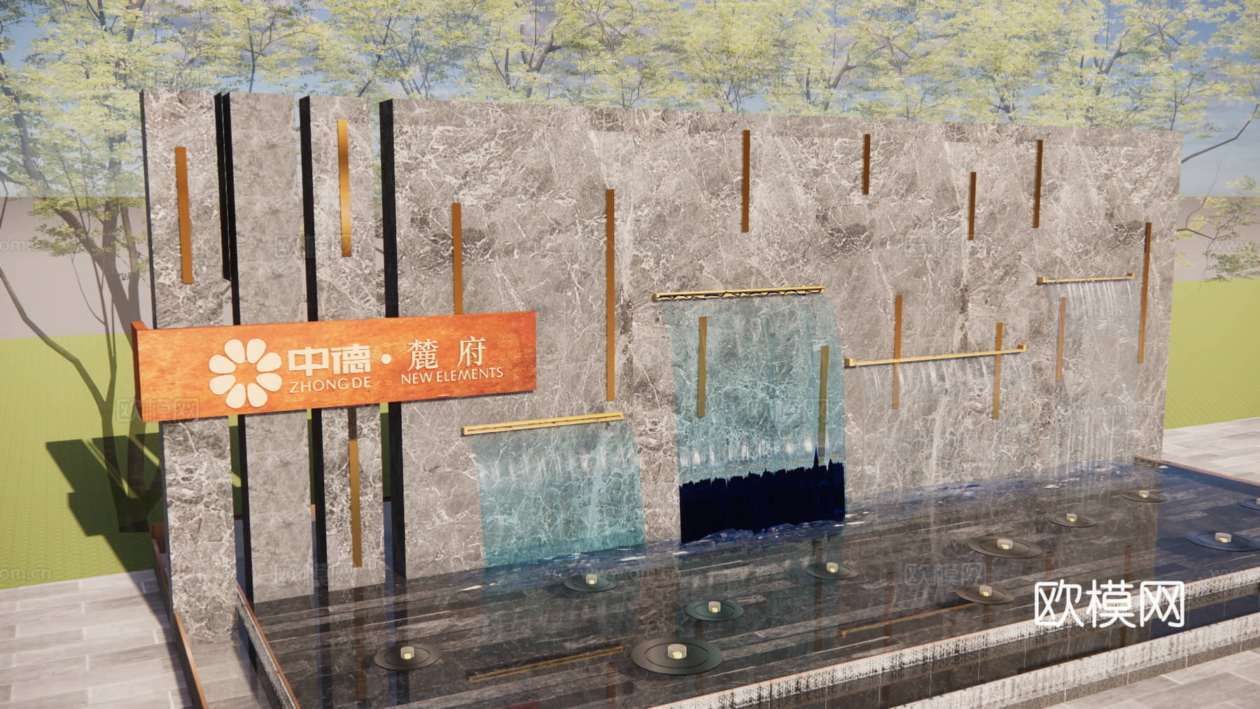 水景 庭院灯 造景 屋顶花园 门 草坪灯 室内景观 室内造景su模型