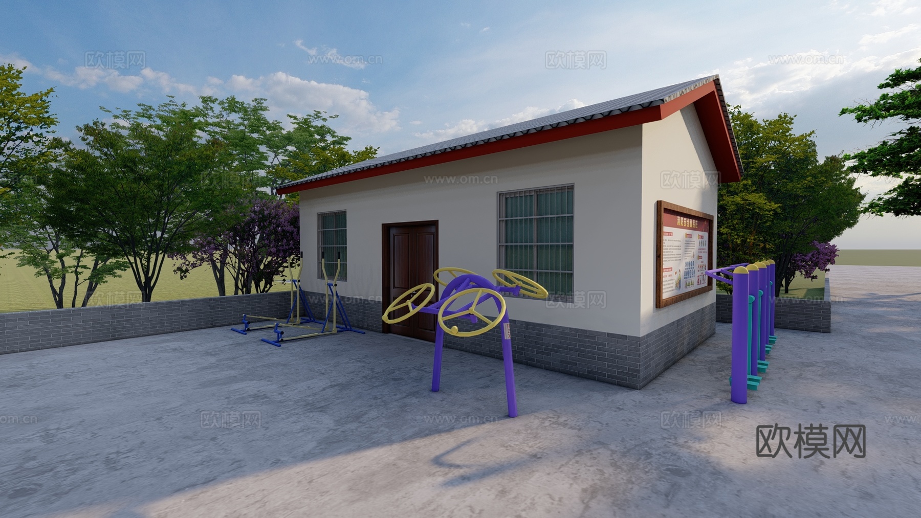 社区养老中心su模型