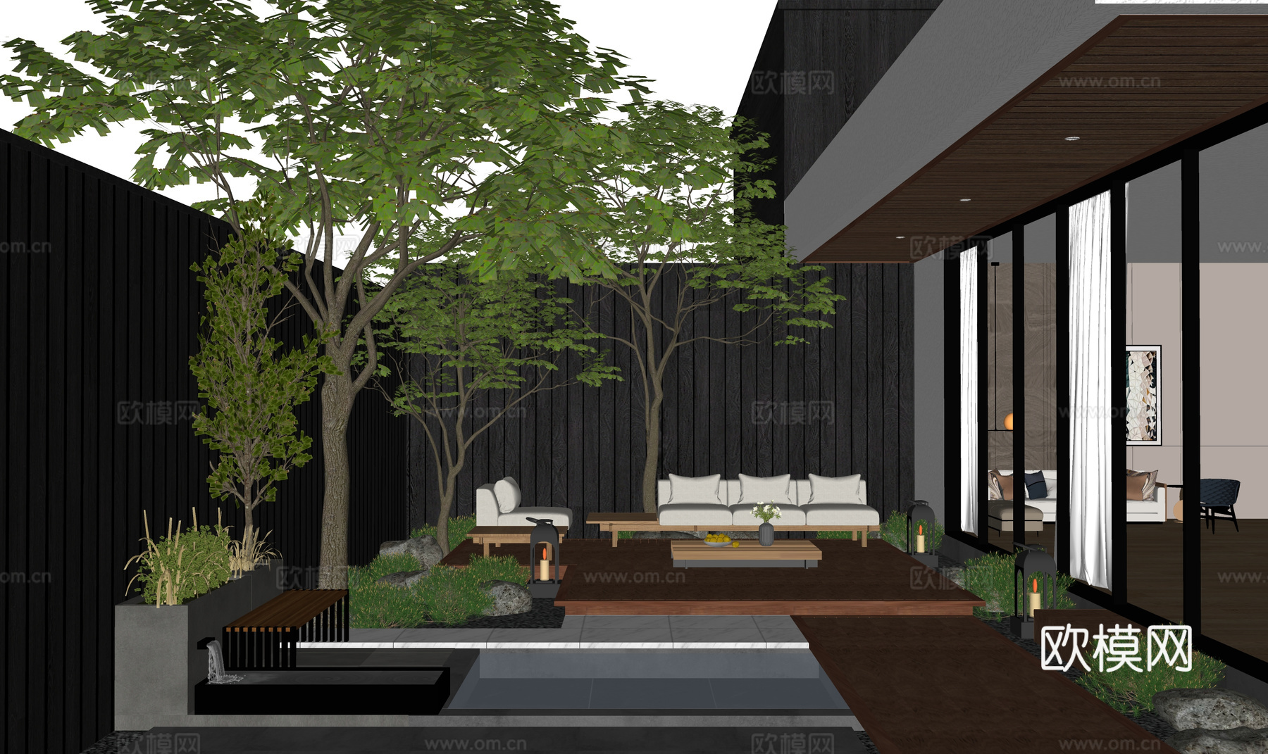 水景 庭院灯 造景 屋顶花园 门 草坪灯 室内景观 室内造景su模型