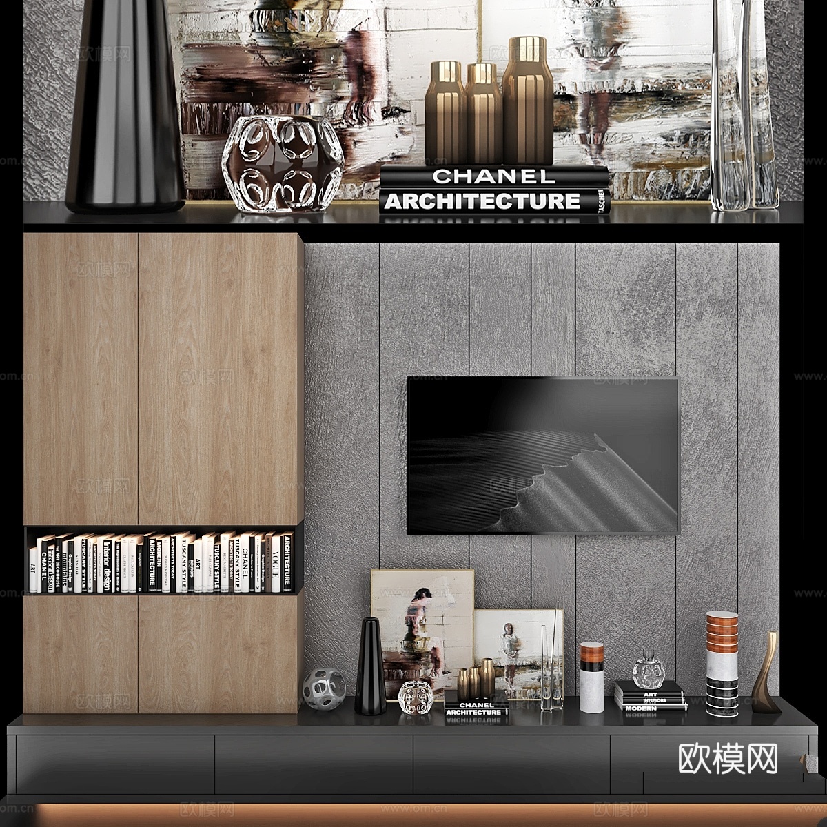 电视墙套装193d模型