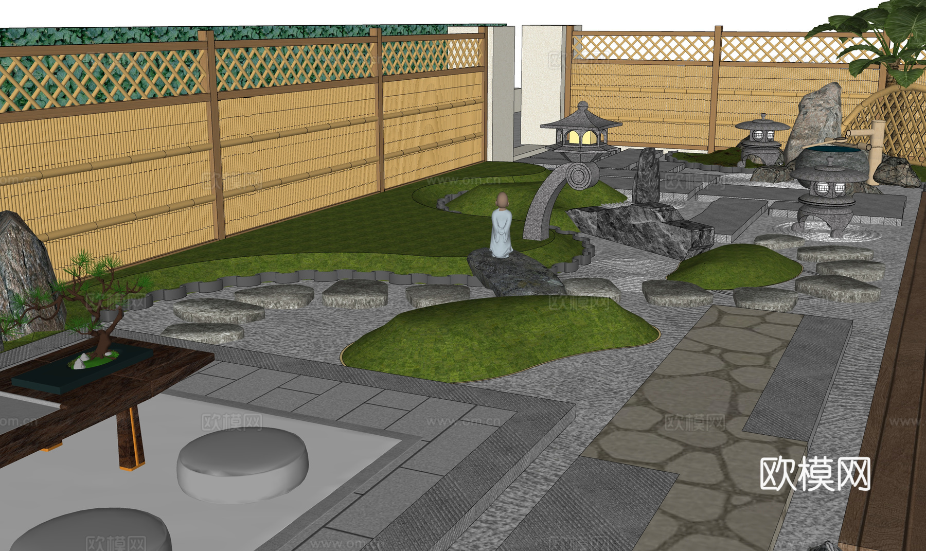 微景观 室内景观 水景 水池 景观 阳光房 屋顶花园 露台su模型