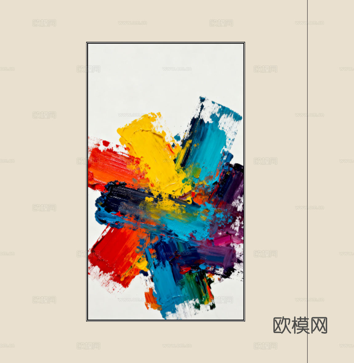 现代抽象油画装饰画su模型