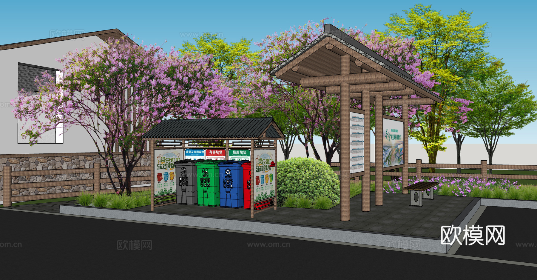 乡村公交站su模型