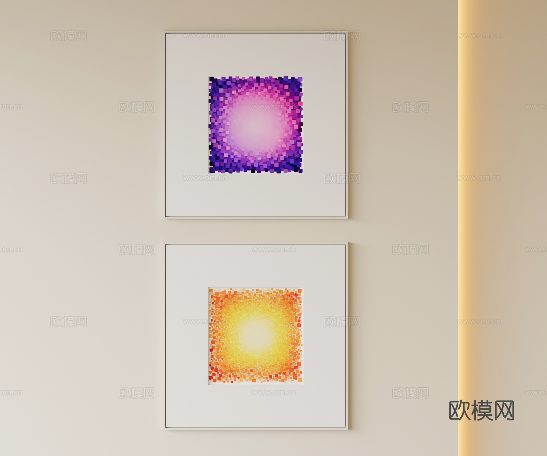 现代极简装饰画组合su模型