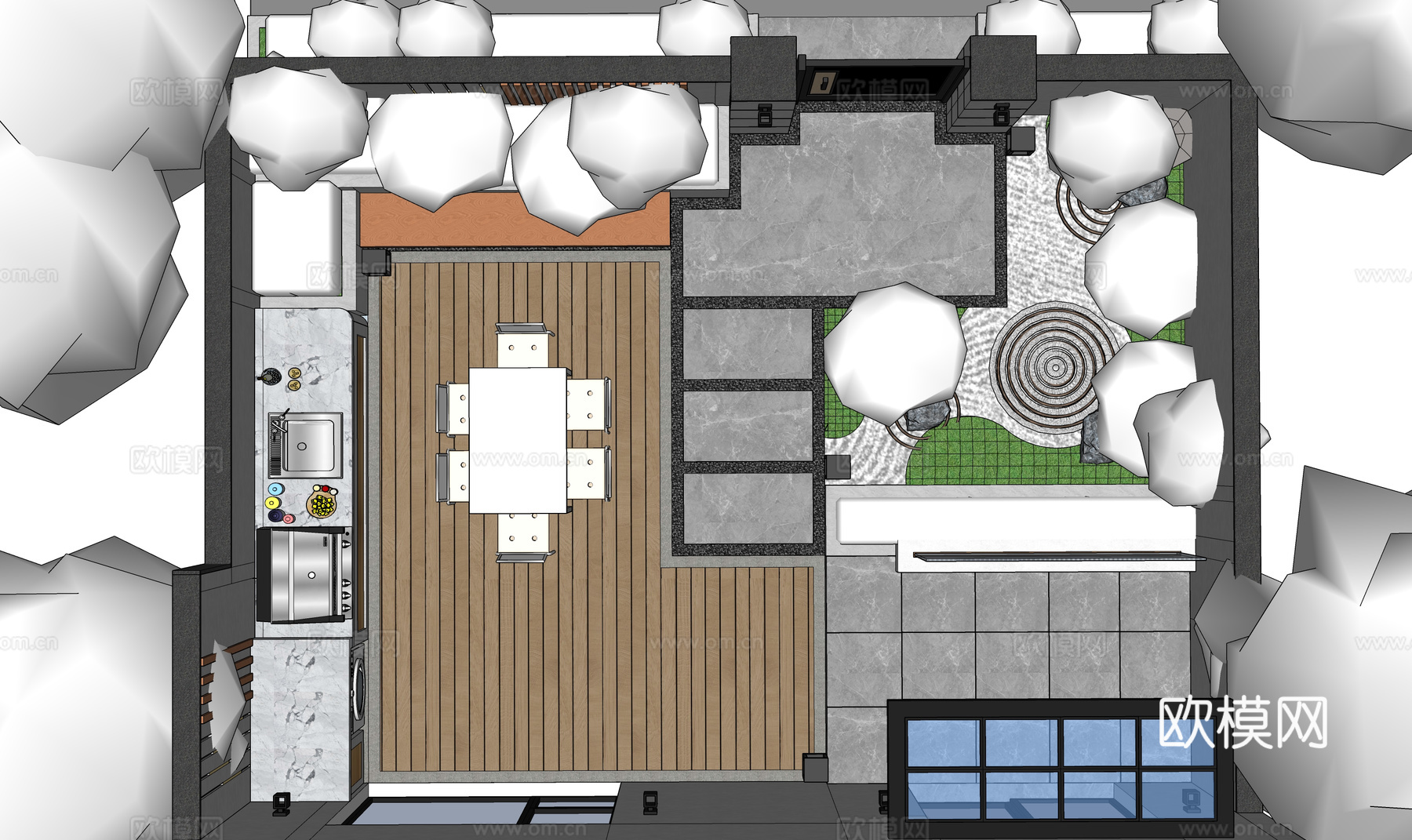 水景 庭院灯 造景 屋顶花园 门 草坪灯 室内景观 室内造景su模型