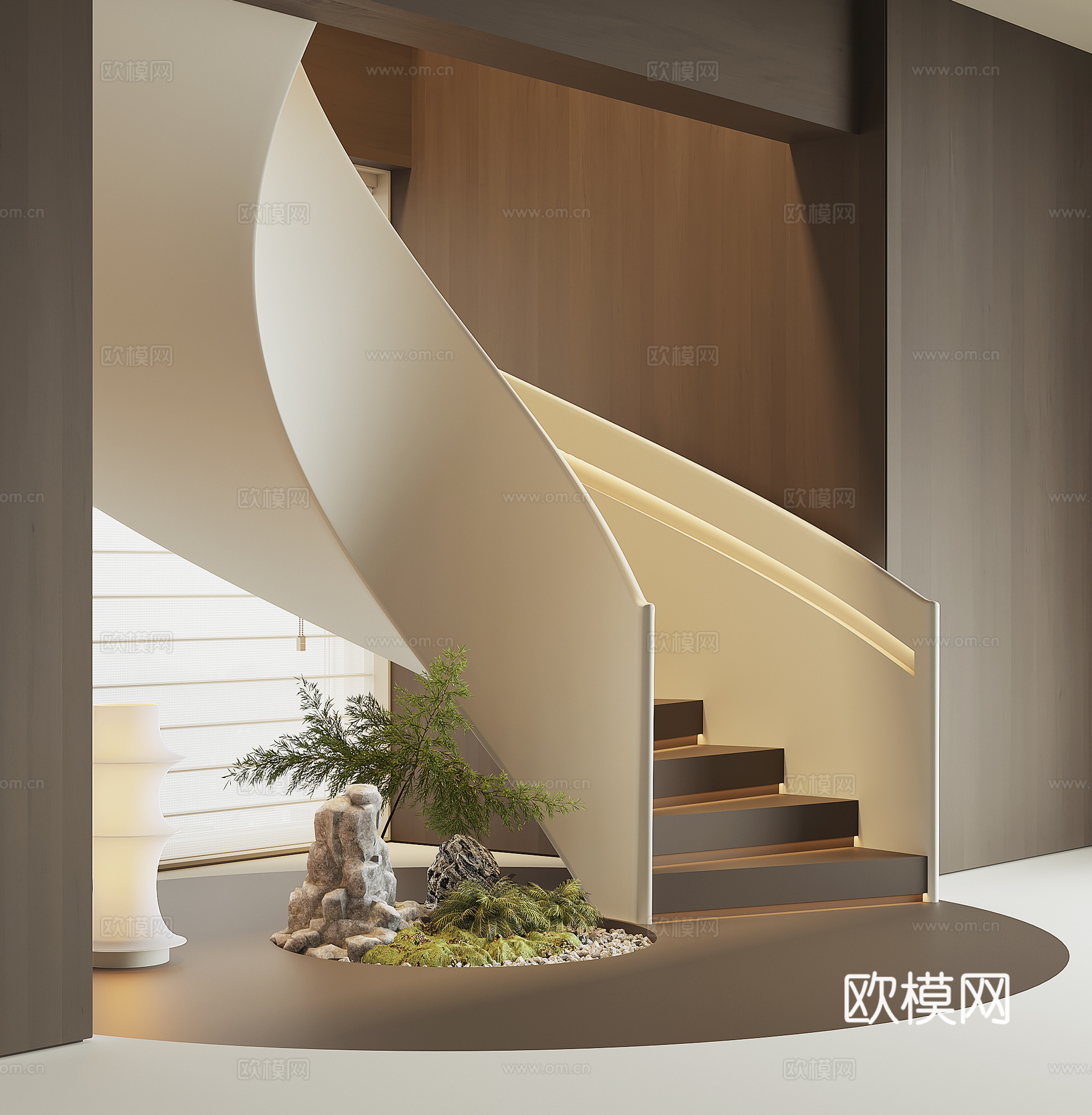 现代旋转楼梯su模型