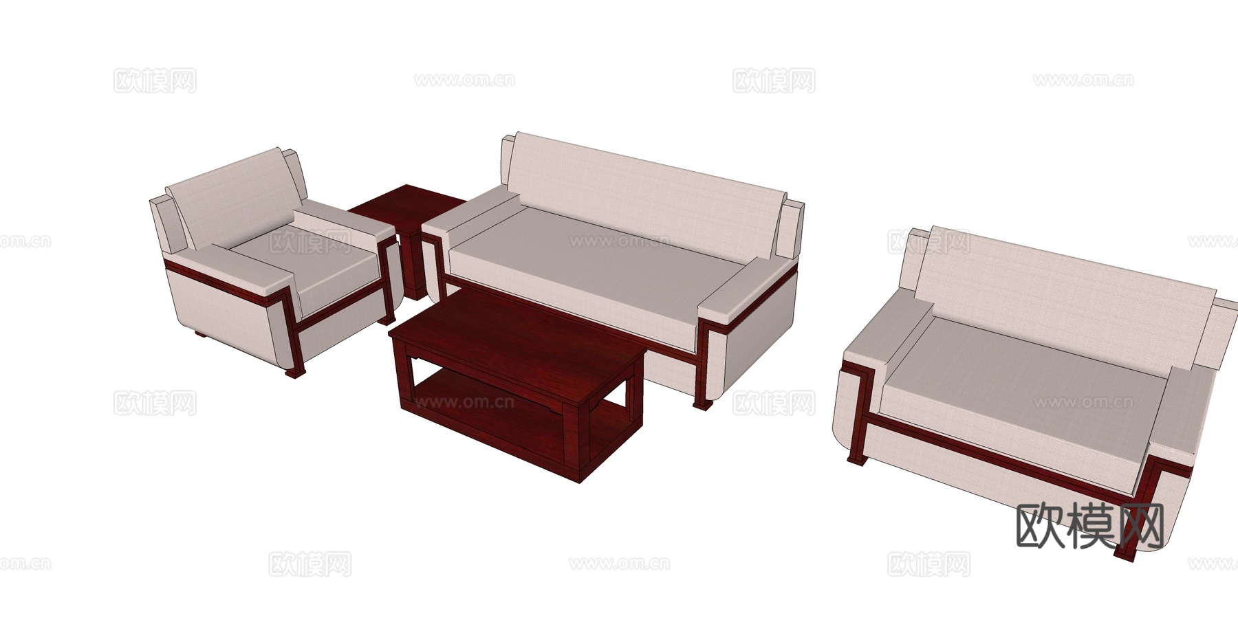 沙发 办公沙发 办公家具 茶几su模型