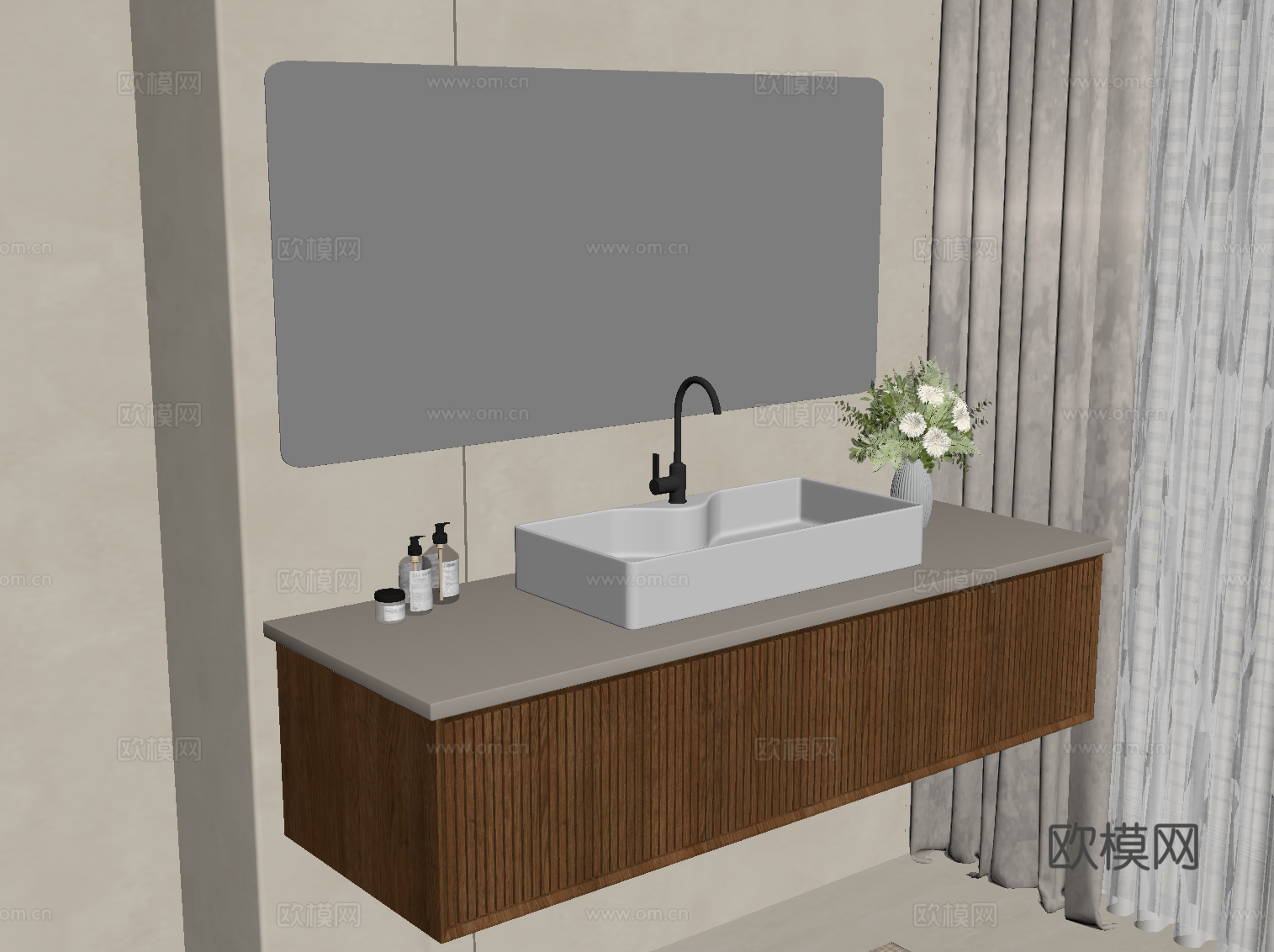 中古风洗手台su模型