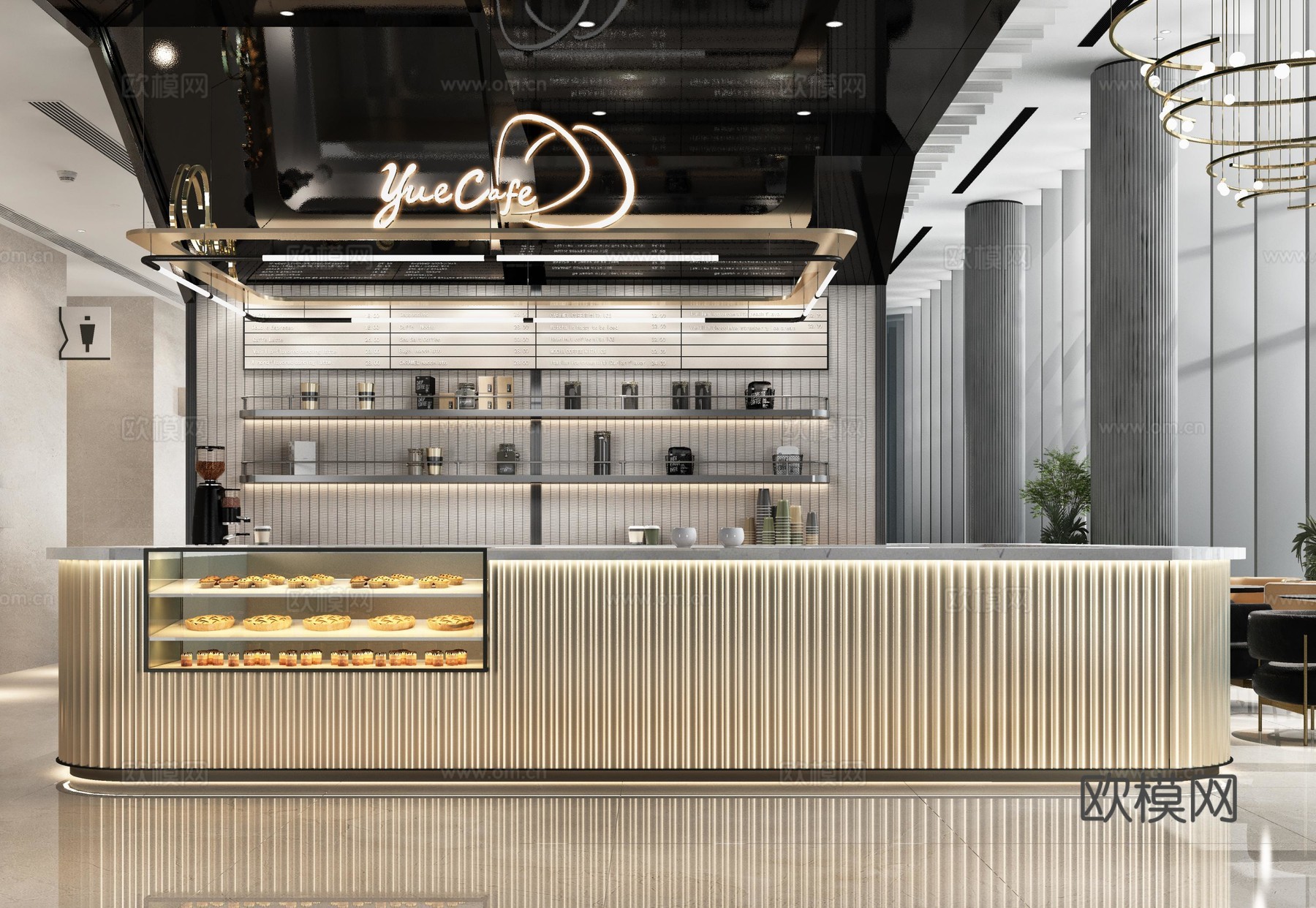 咖啡店 奶茶店 最新全套施工图 效果图合集cad施工图cad施工图