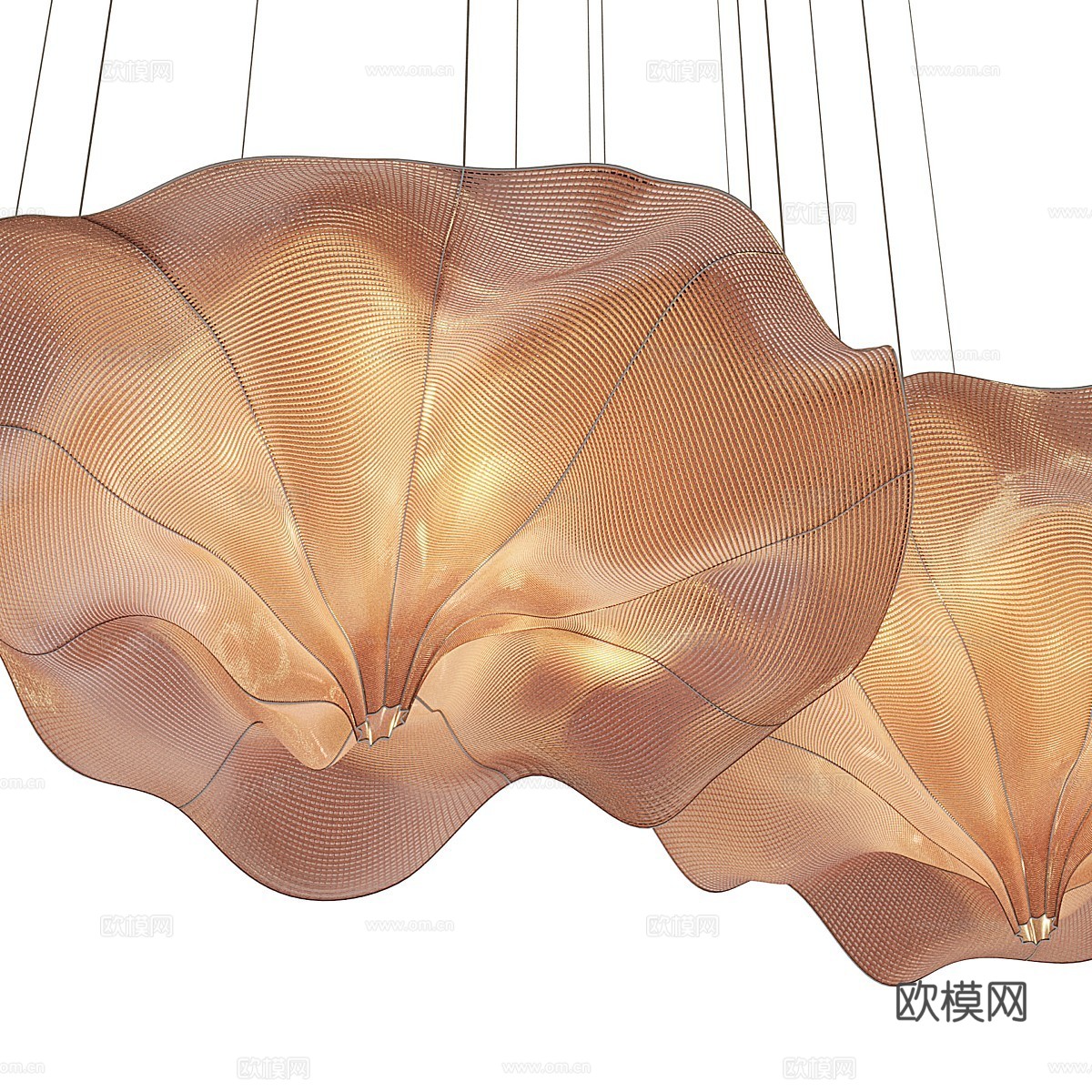 新中式轻奢金属网装饰吊灯3d模型下载（渲染图4）