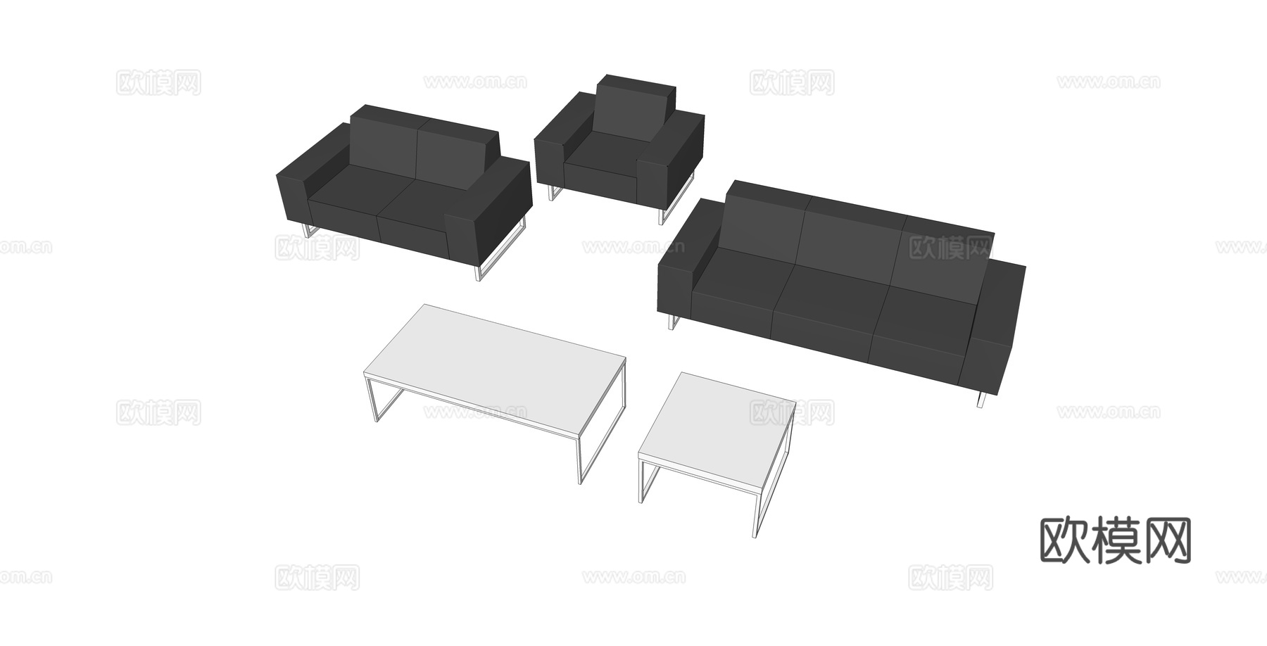 沙发 办公沙发 办公家具 茶几su模型