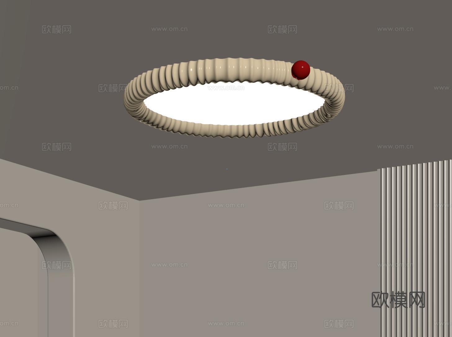 奶油风吸顶灯 卧室吸顶灯 法式书房吸顶灯 小奶豆吸顶灯su模型