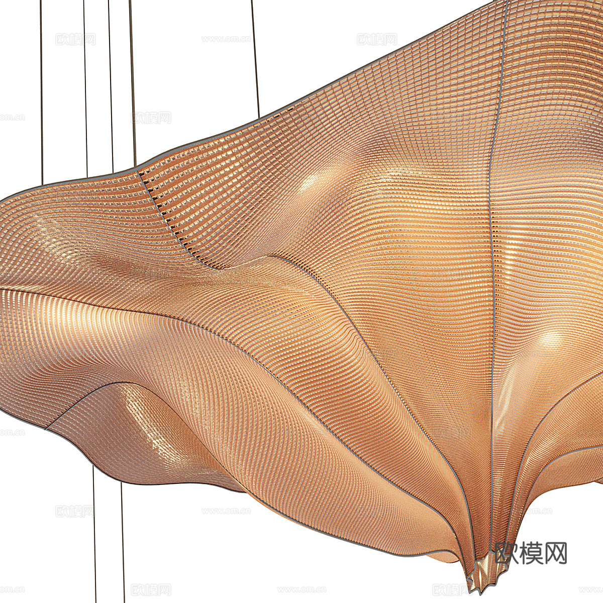 新中式轻奢金属网装饰吊灯3d模型下载（渲染图5）