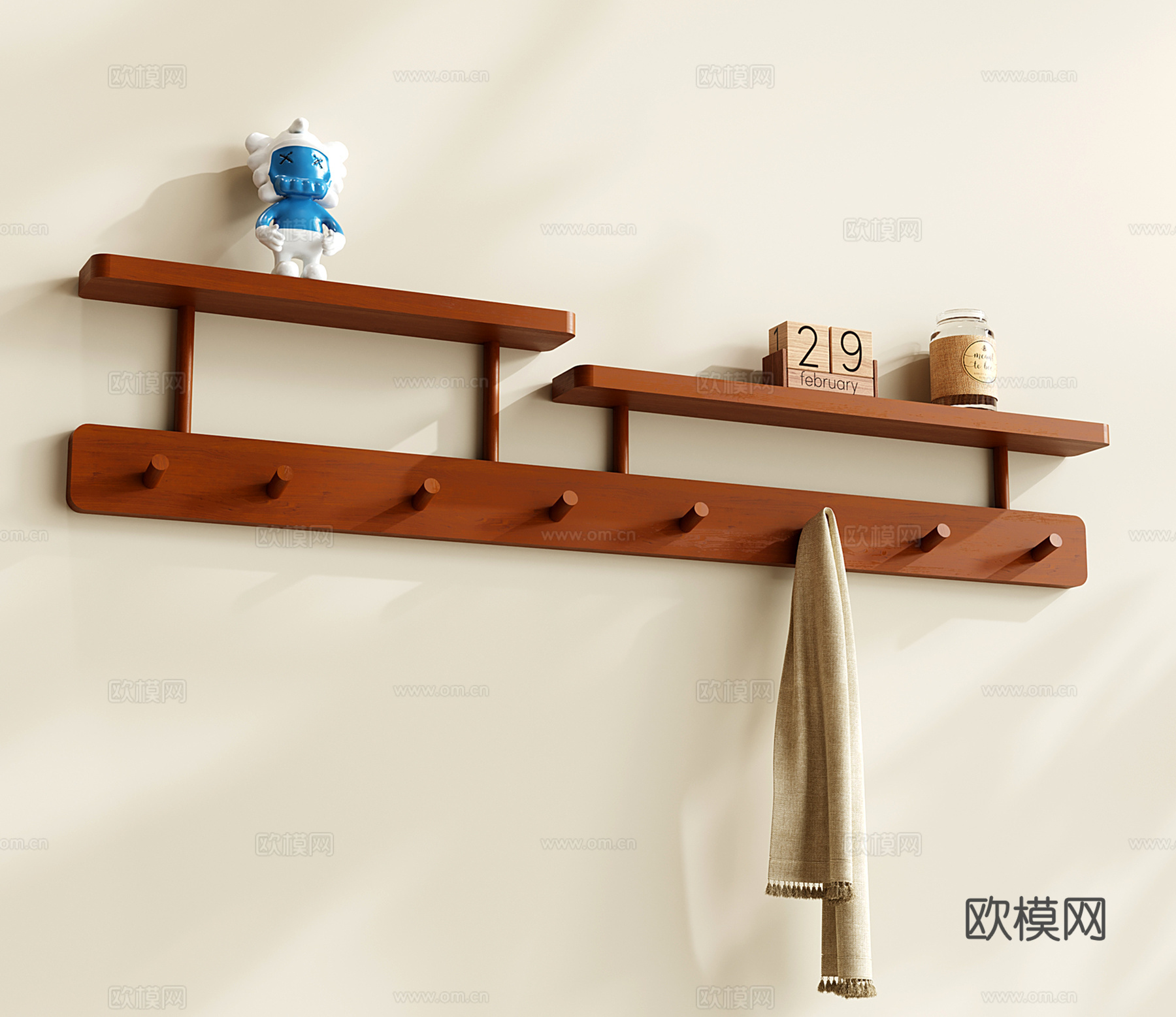 中古挂衣钩 壁挂衣帽架 现代挂衣架 收纳置物架 实木挂钩su模型su模型